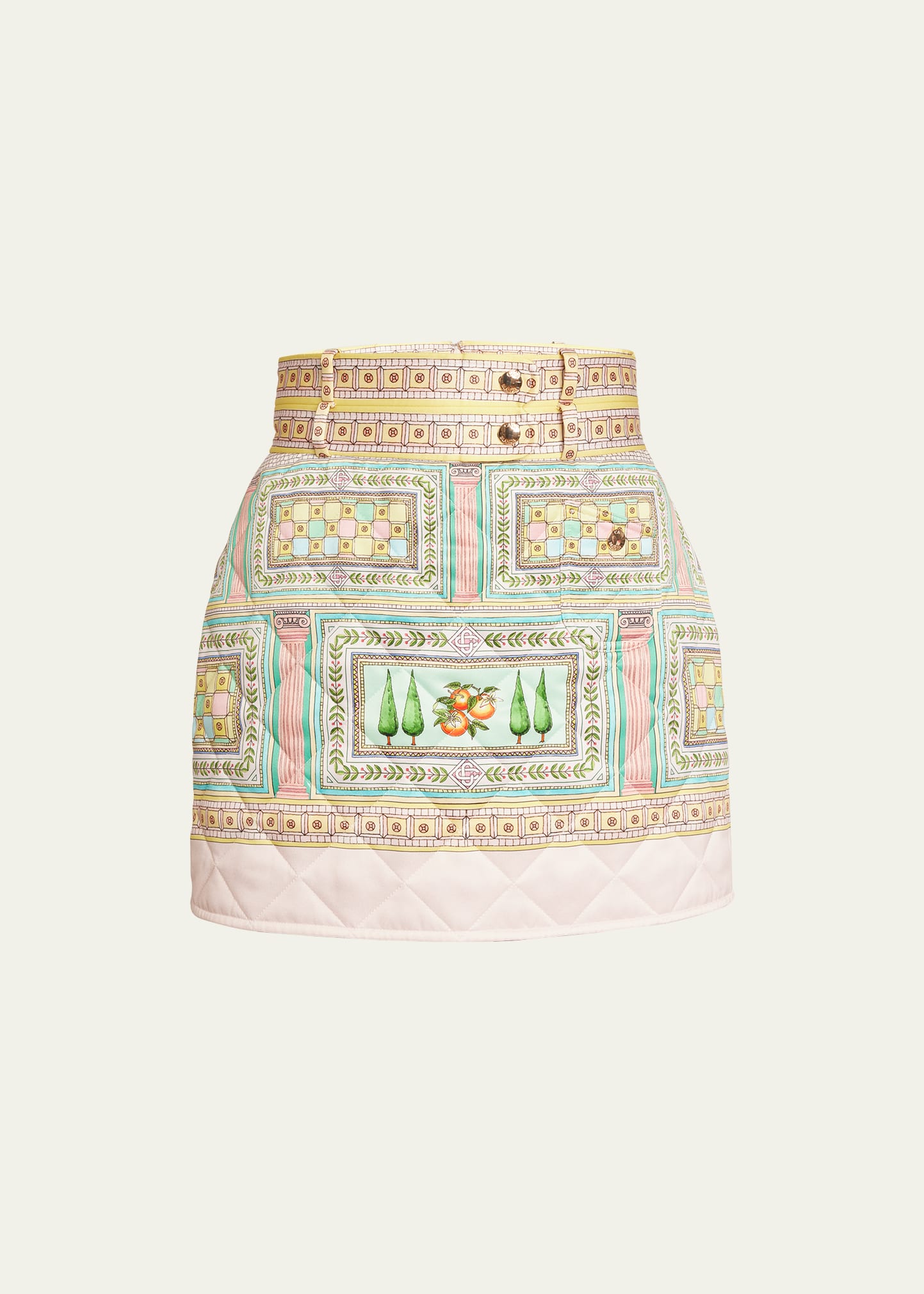 Printed Quilted Mini Skirt