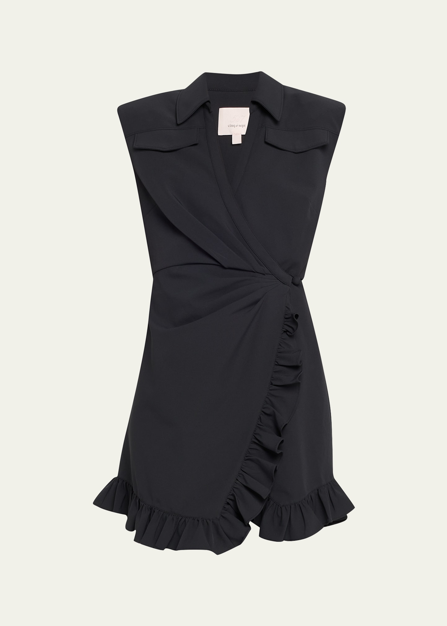 Shop Cinq À Sept Zenni Sleeveless Mini Shirtdress In Black