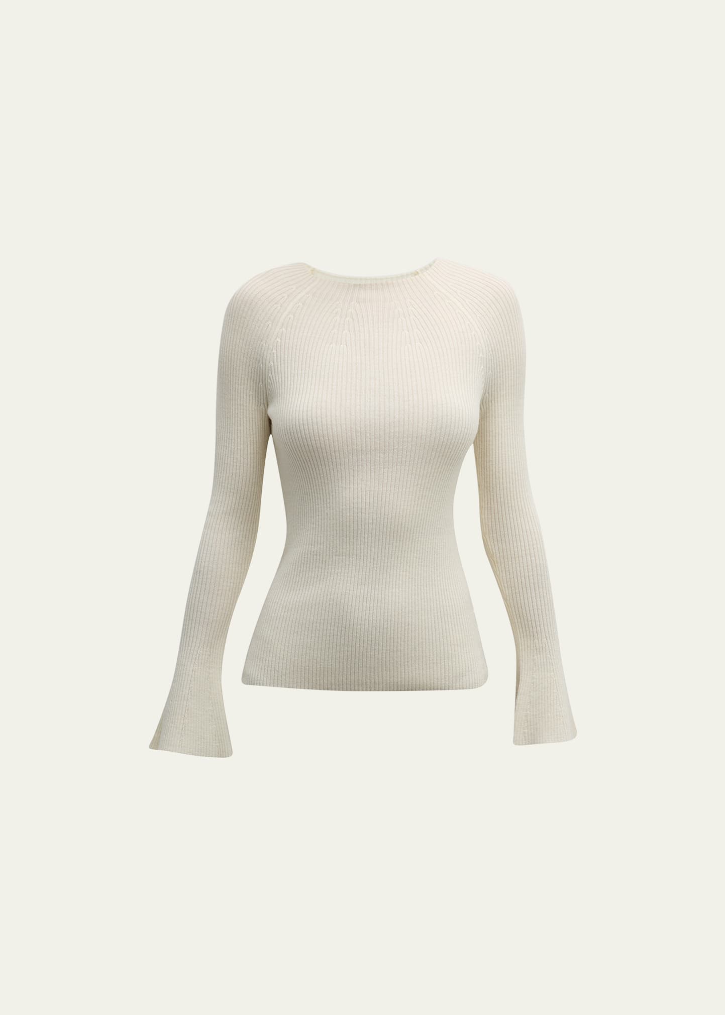 KOBI HALPERIN MERCER FLARE-SLEEVE RIBBED WOOL SWEATER