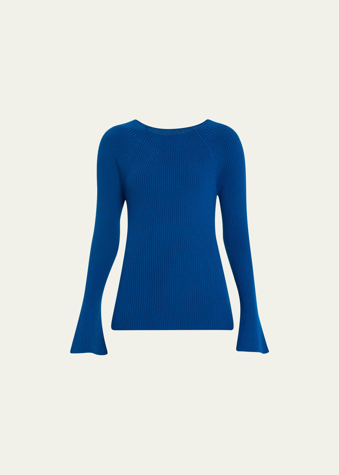 Shop Kobi Halperin Mercer Flare-sleeve Ribbed Wool Sweater In Steel Blue