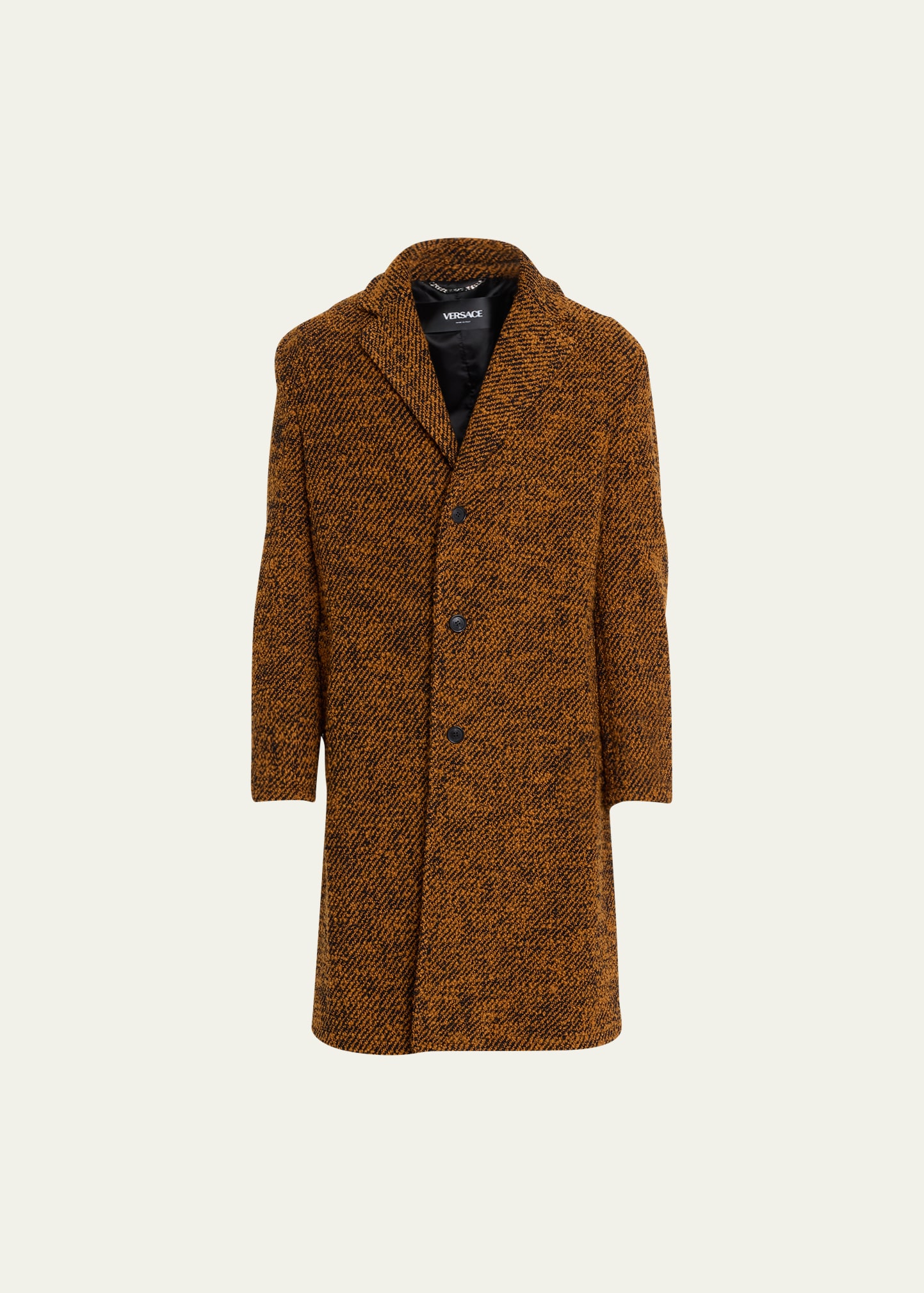 Shop Versace Men's Diagonal Wool-blend Caban Coat In Caramelblack