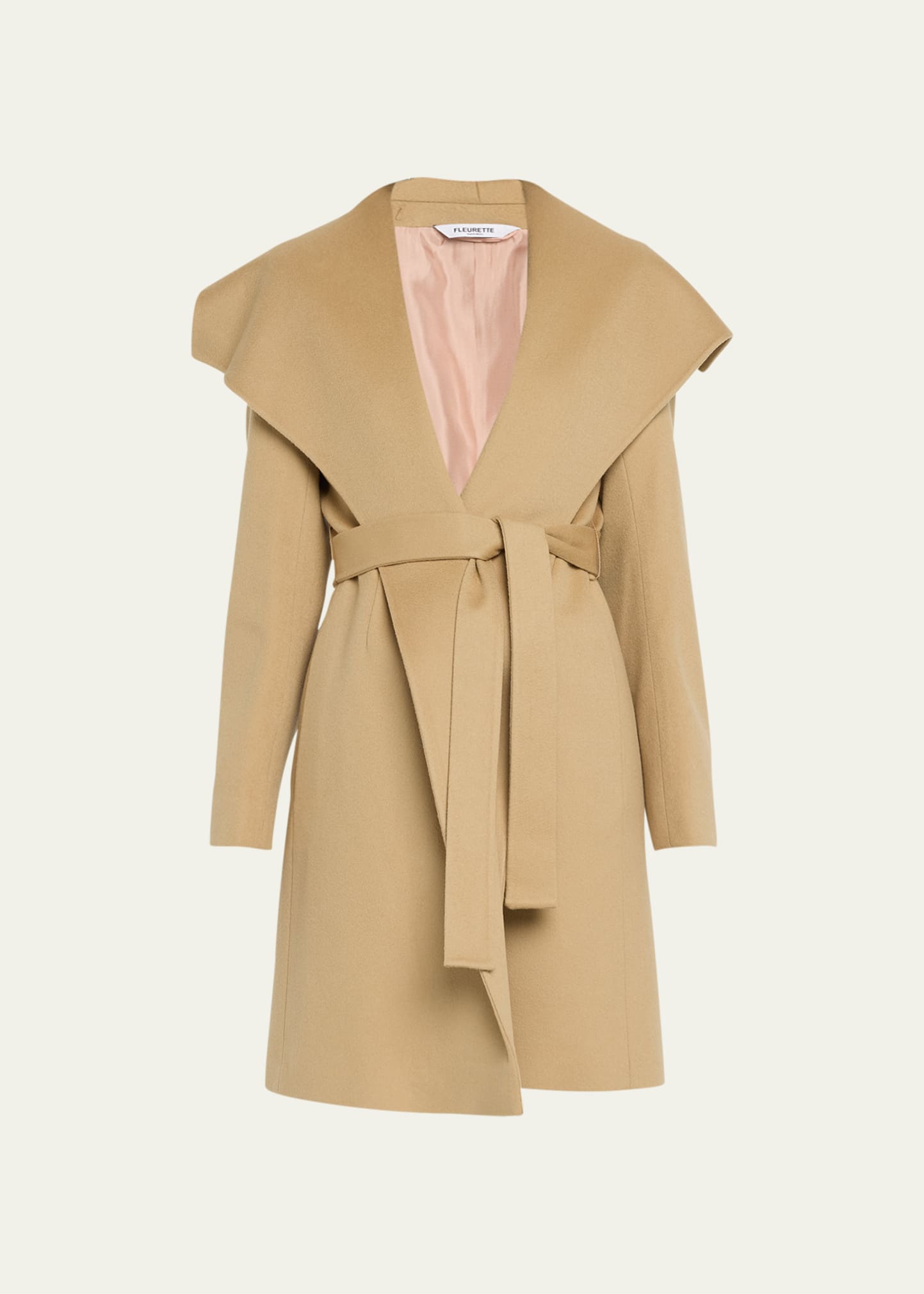 FLEURETTE BELTED WOOL WRAP COAT