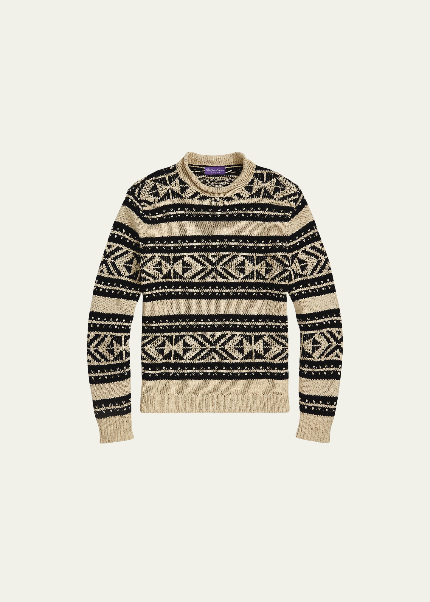 Men's Roll-Neck Geo Pattern Sweater