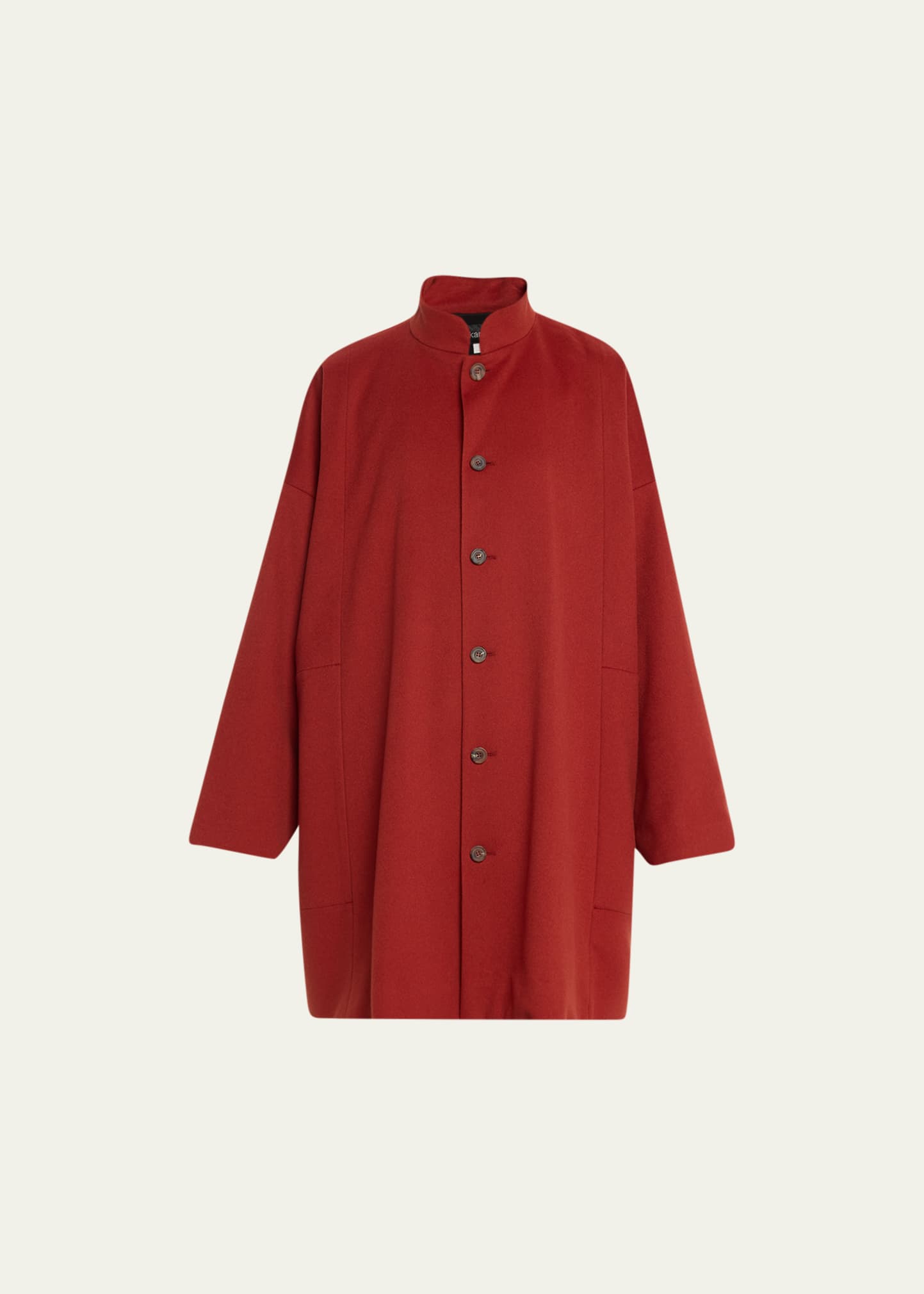 Wide A-line Mandarin Collar Coat (Long Plus Length)