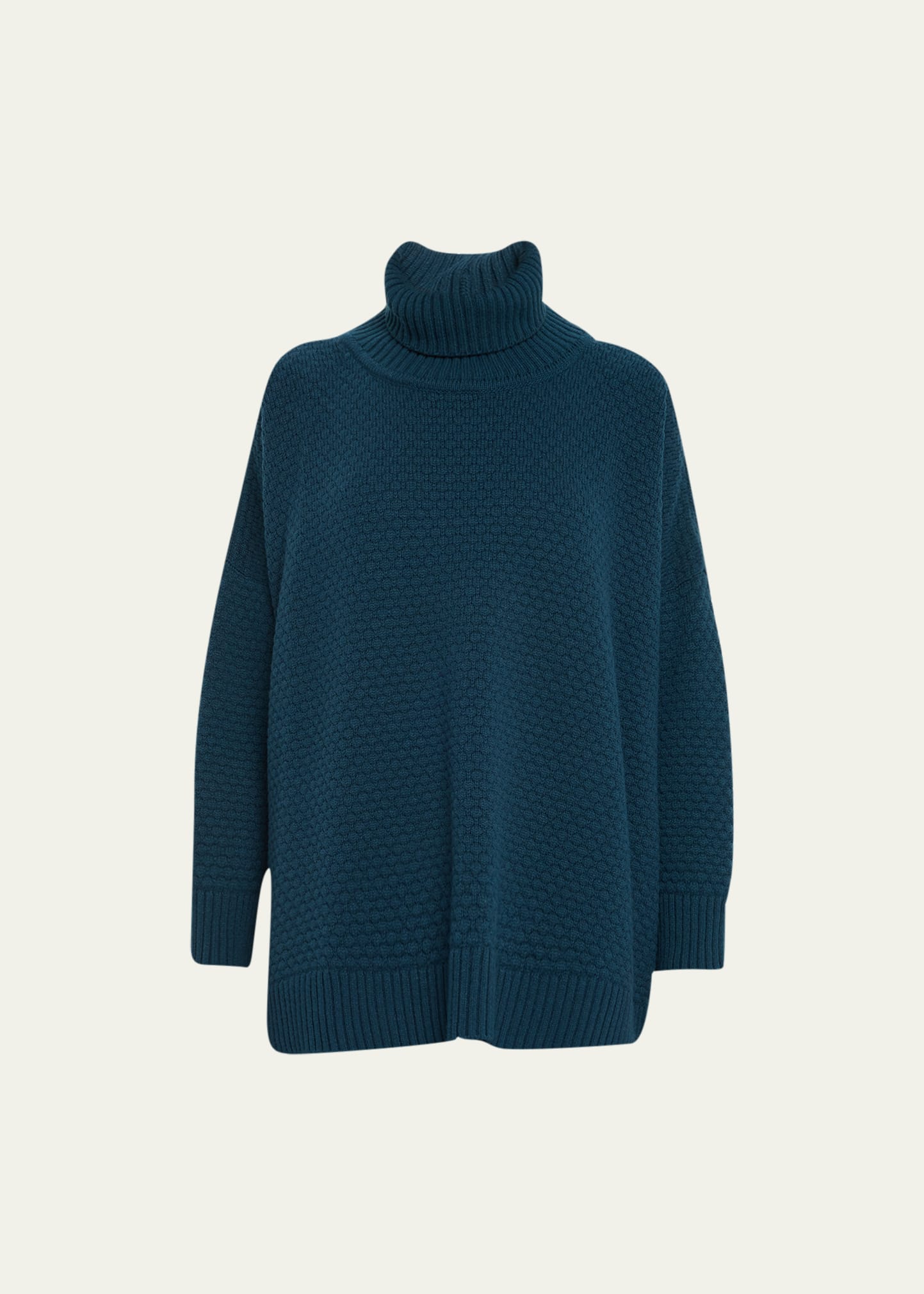 Eskandar Roll-neck Sweater (mid Plus Length) In Tealdark