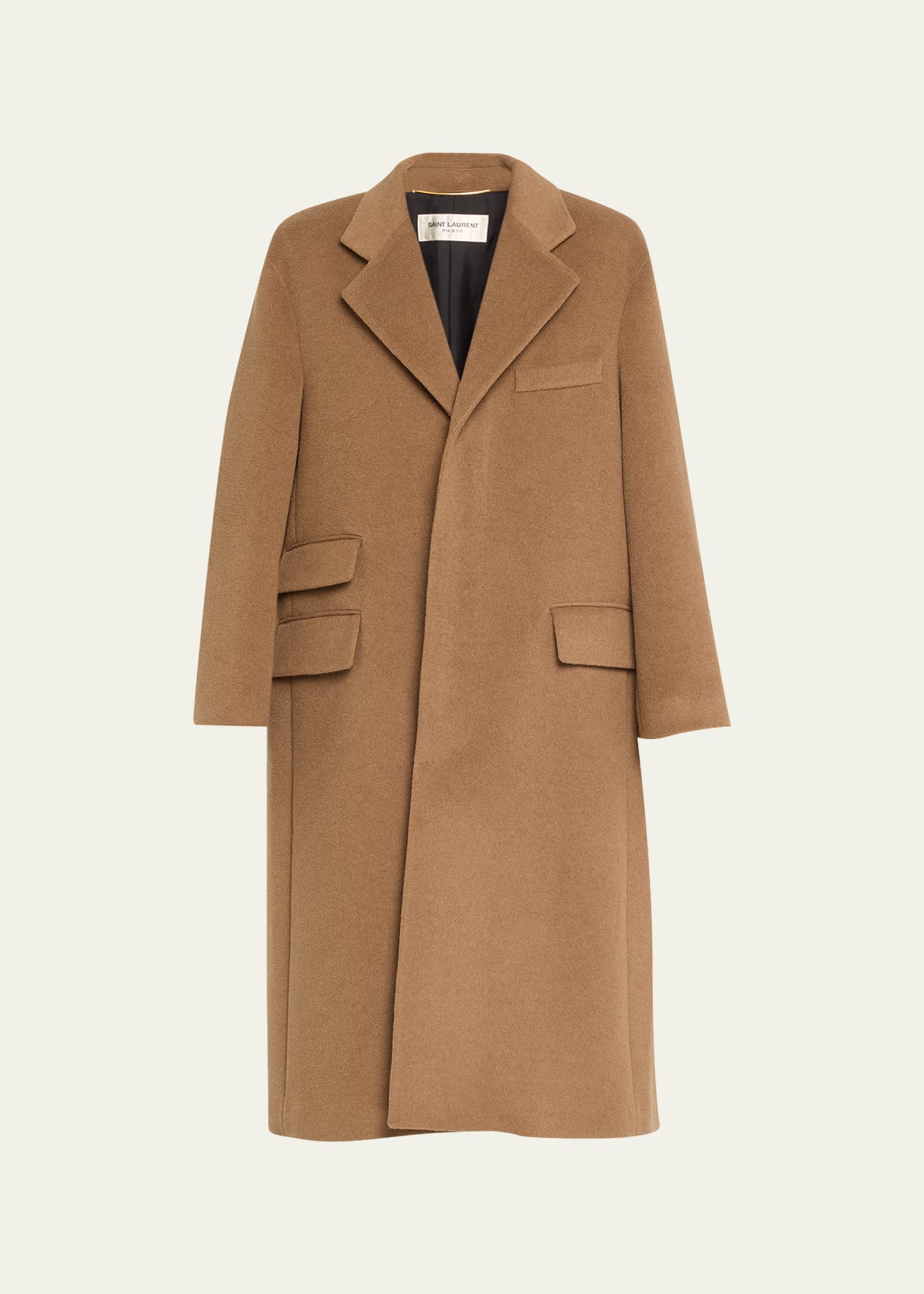 Saint Laurent Wool-blend Overcoat In Beige