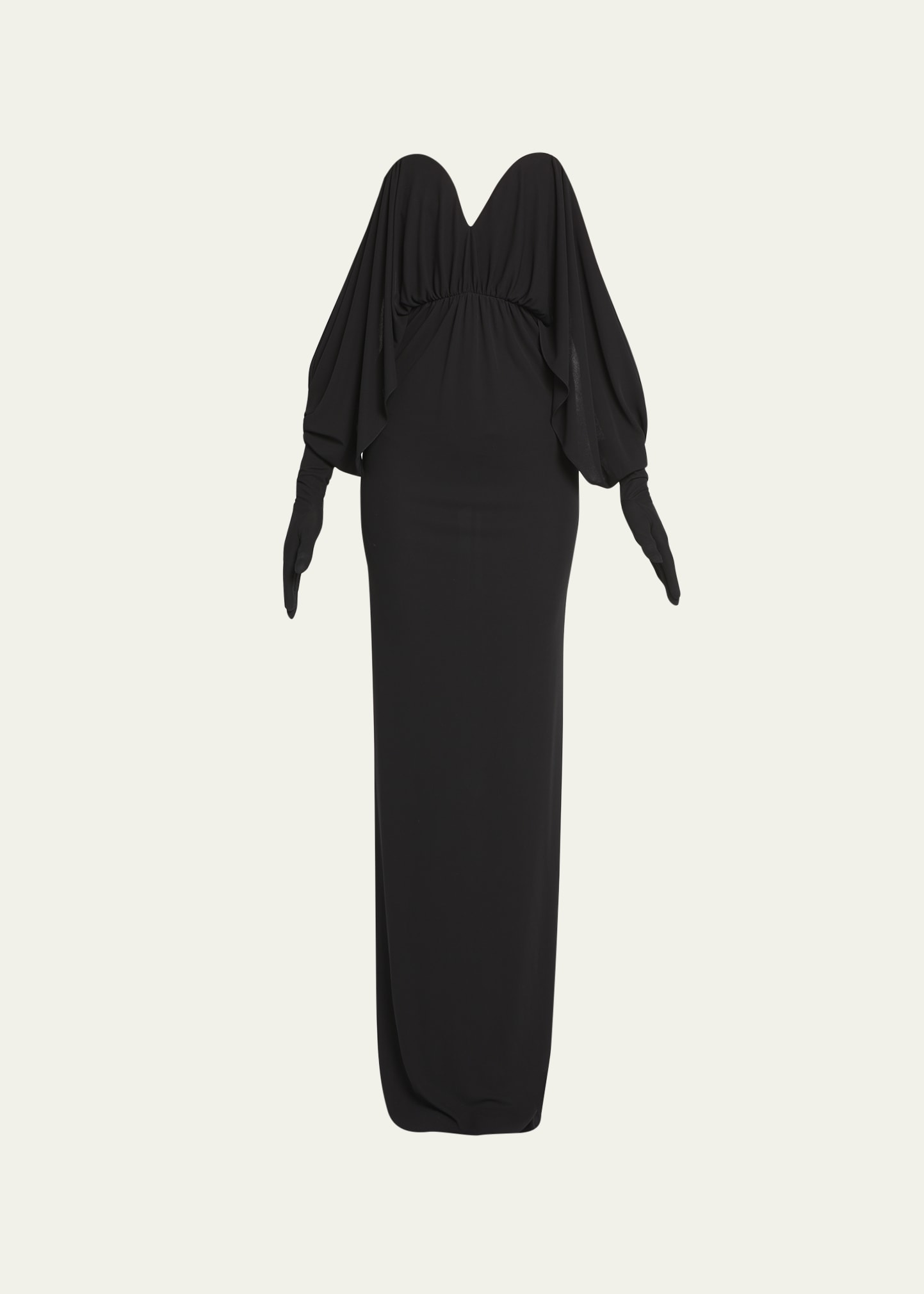 Off-Shoulder Gown with Glove Sleeves