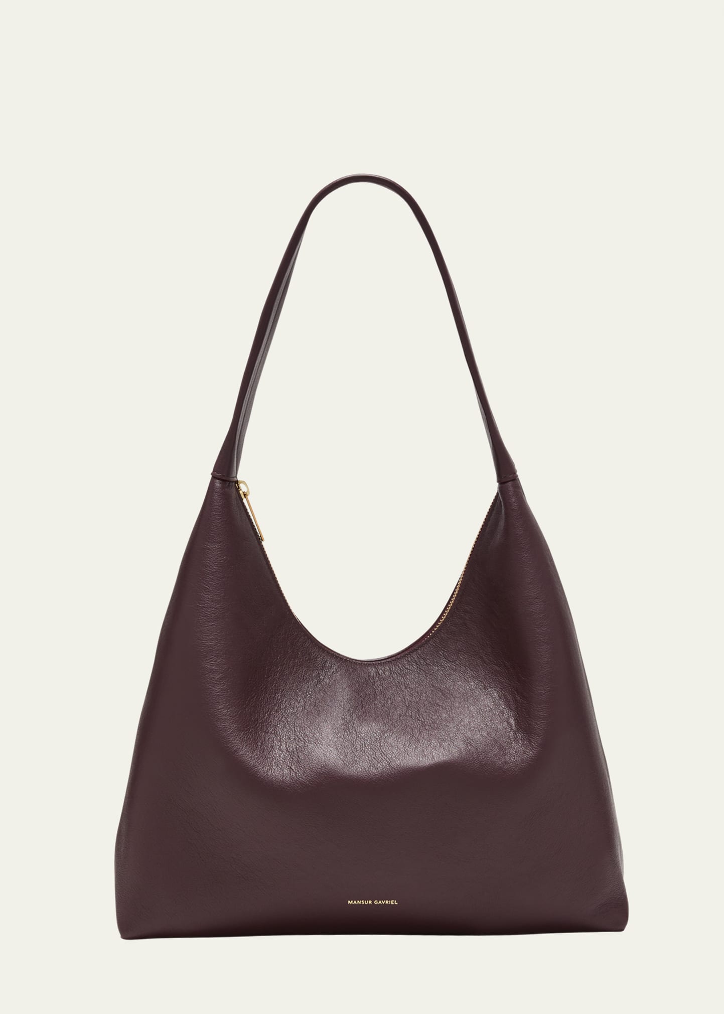 Mansur Gavriel Candy Zip Leather Hobo Bag In Plum