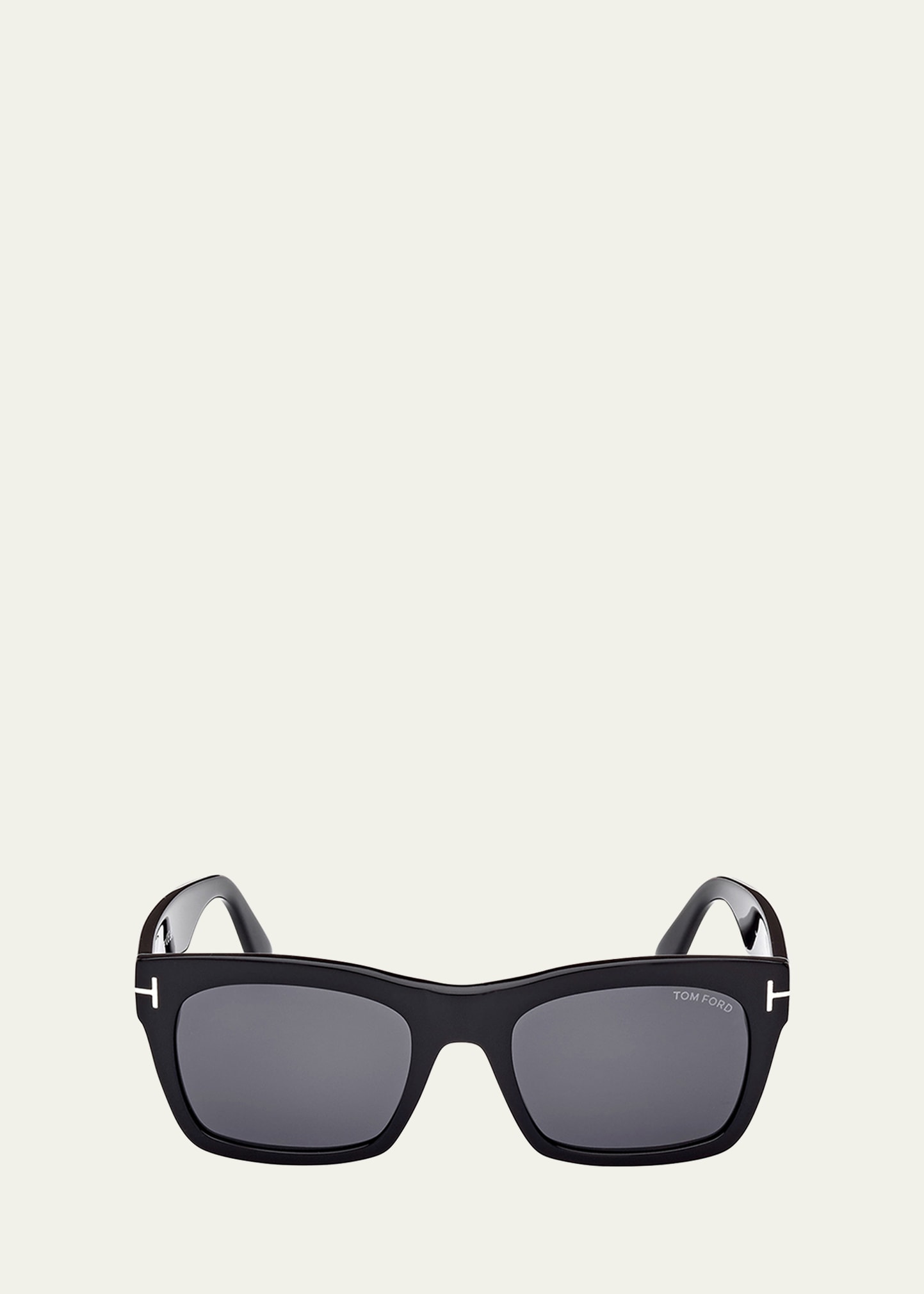 Shop Tom Ford Men's Nico-02 T-hinge Acetate Square Sunglasses In 01a Black Smoke