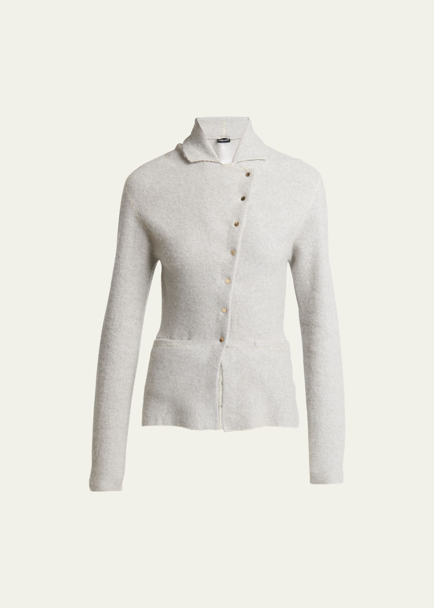 Asymmetrical Cashmere-Silk Knit Jacket