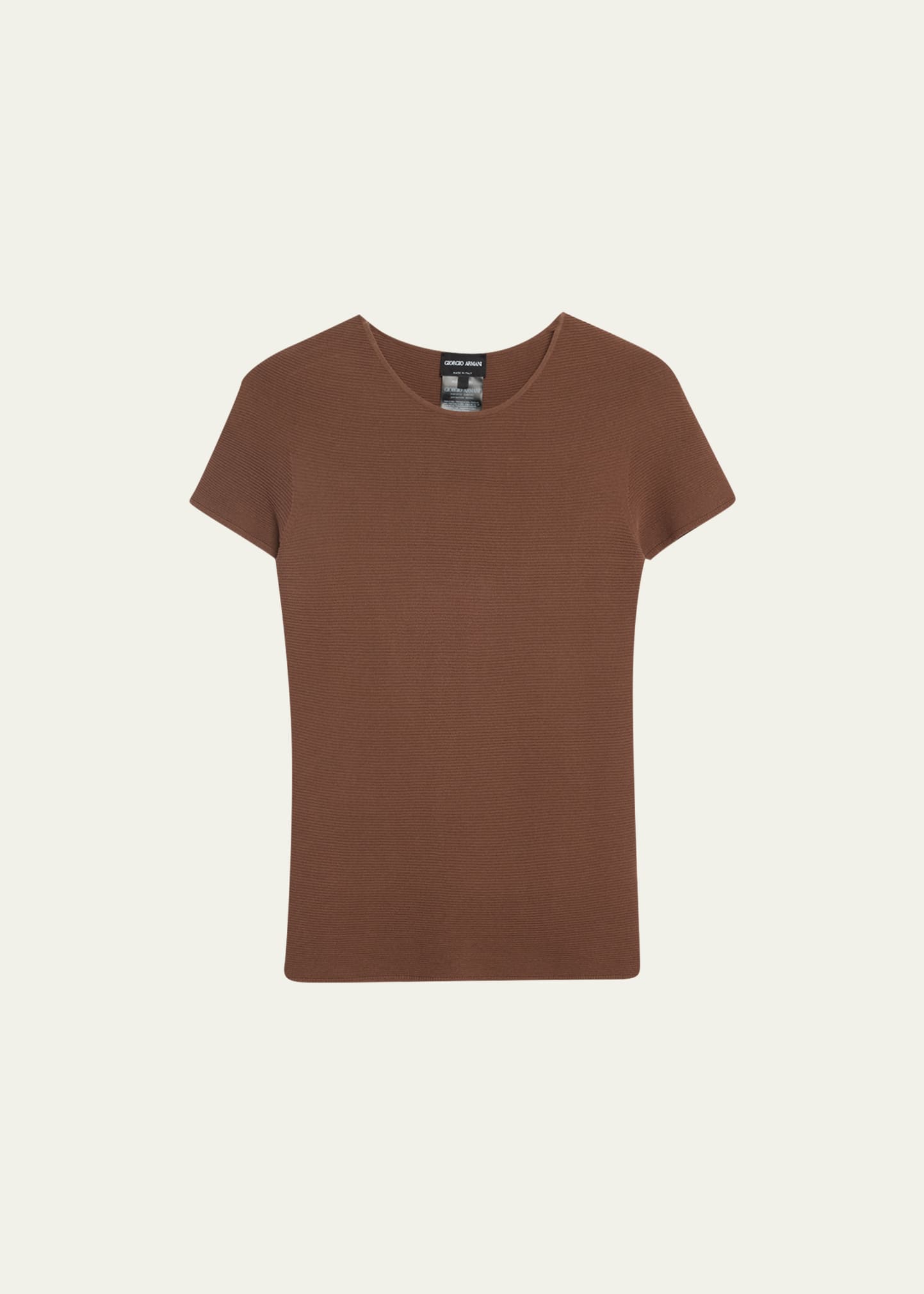 Giorgio Armani Ottoman Ribbed Tee In Light Brown