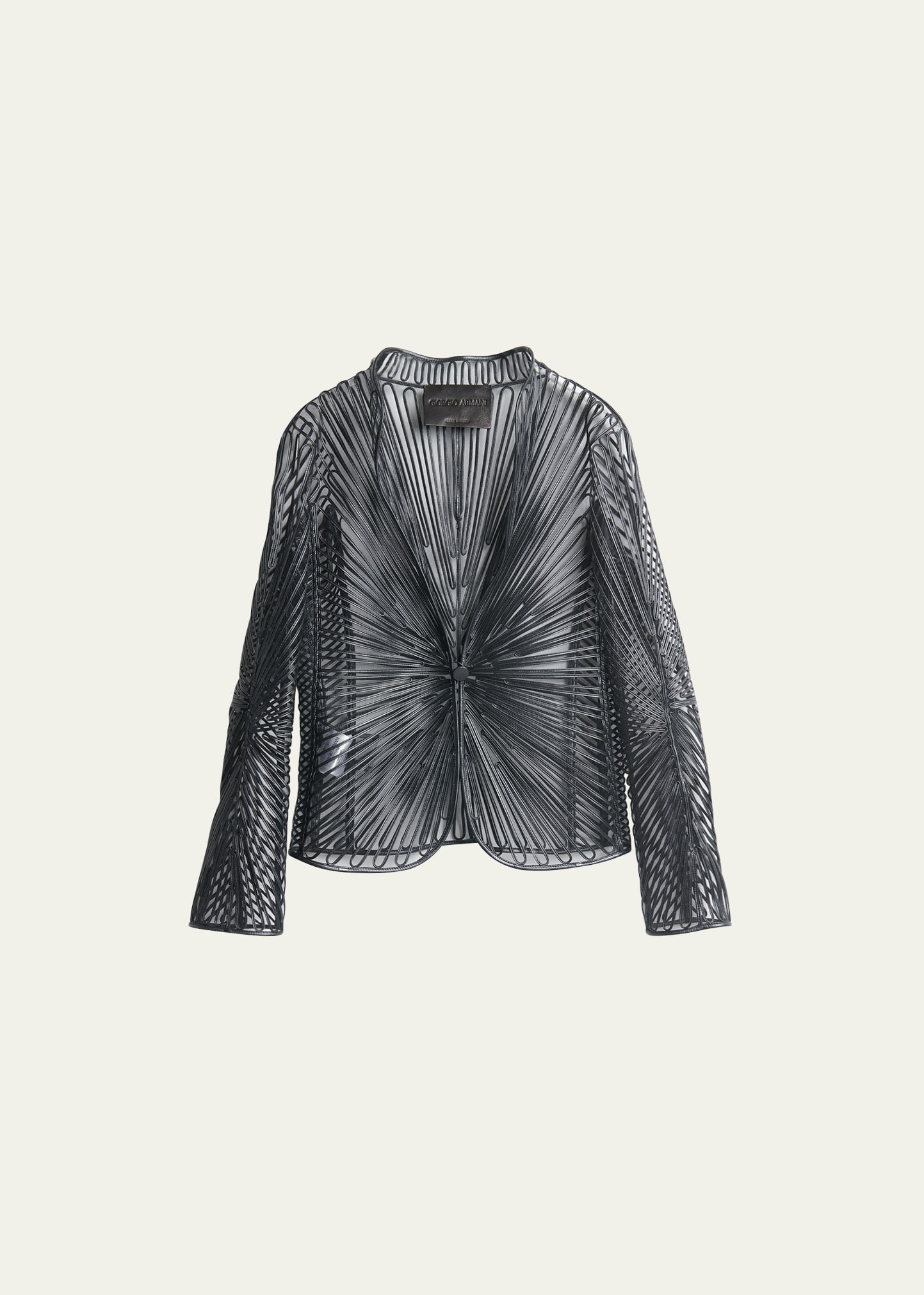 Giorgio Armani Soutache Single-breasted Leather-embroidered Jacket In Solid Black