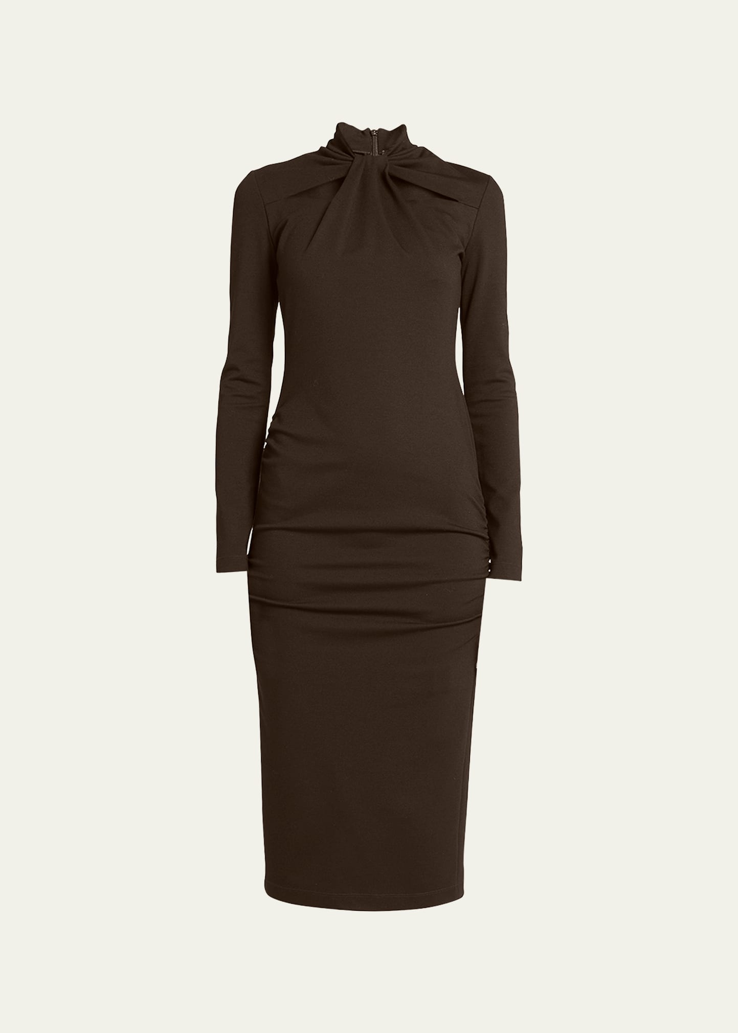 Giorgio Armani Cutout Milano Jersey Dress In Solid Medium Brow
