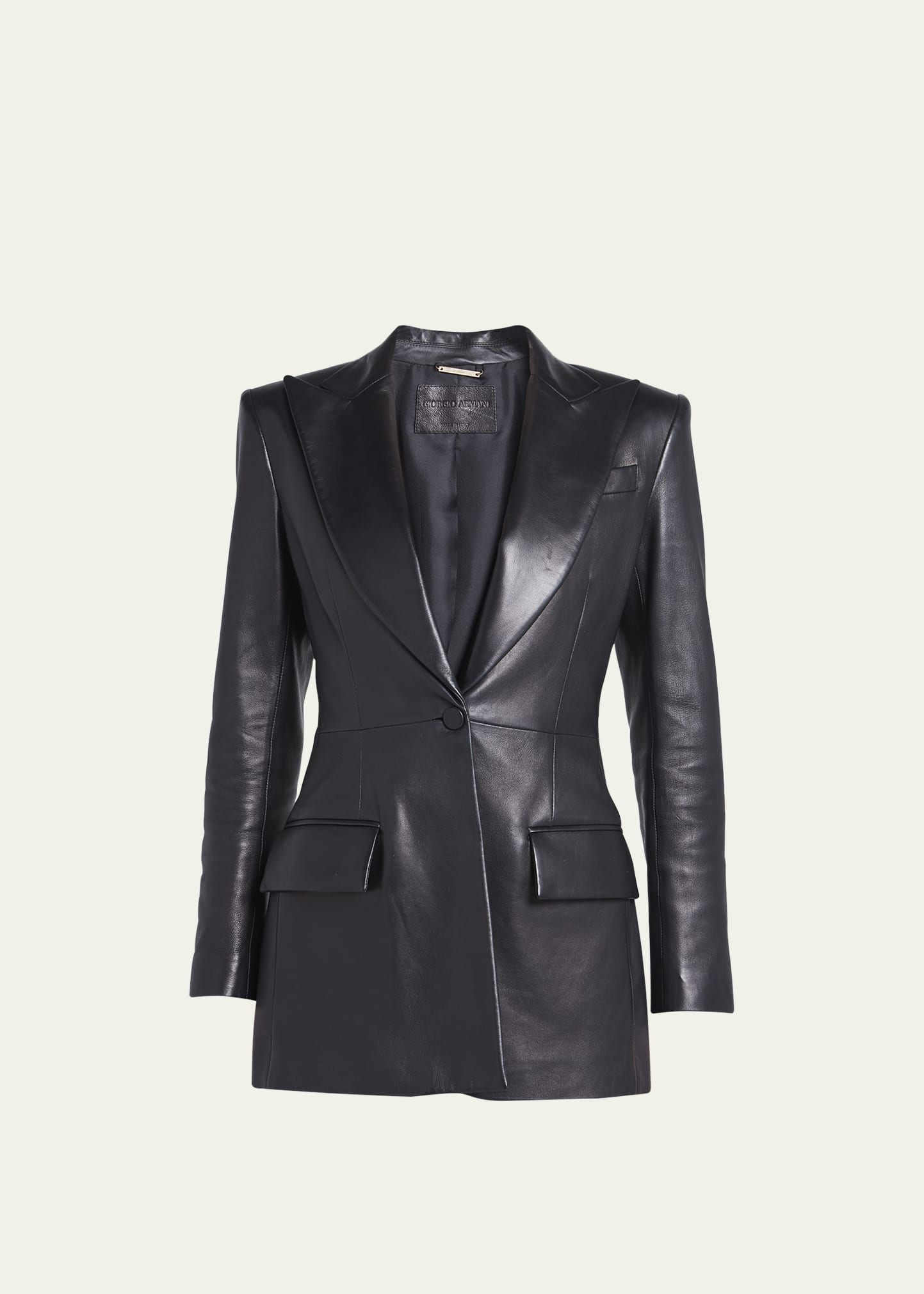 Nappa Leather Single-Beasted Blazer
