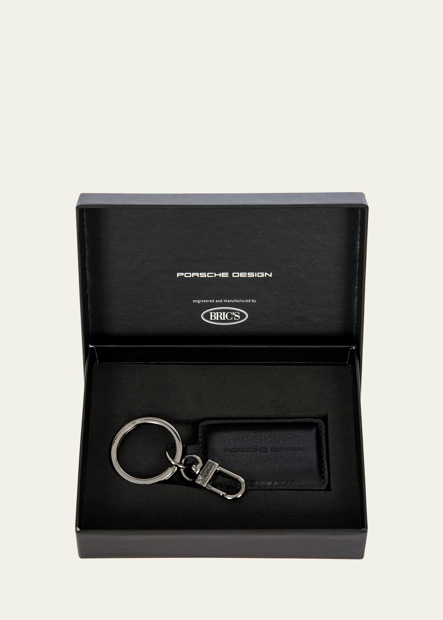 Shop Porsche Design Men's Pd Leather Square Keyring In Black