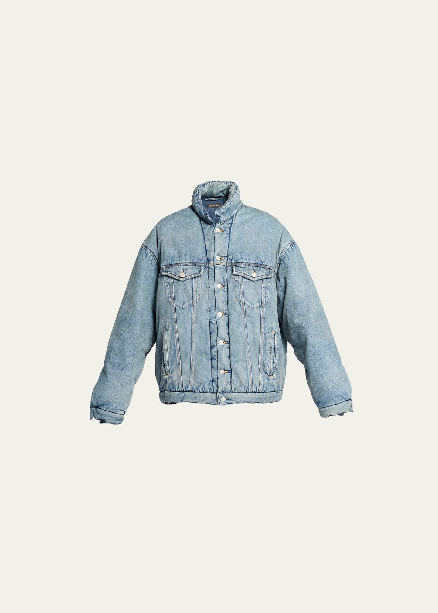 Balenciaga Men's Padded Denim Trucker Jacket In Bleu ModeSens