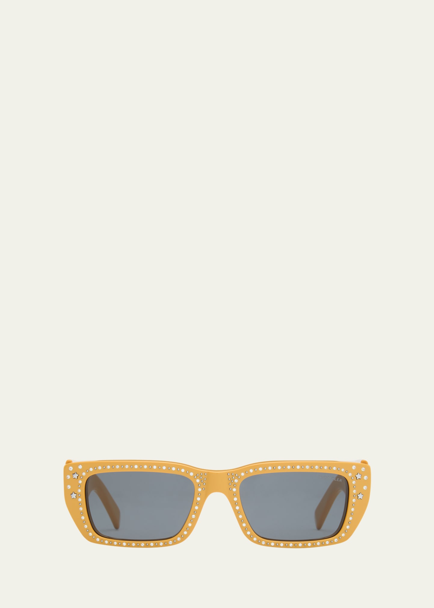Moncler X Palm Angels Crystal Acetate & Plastic Rectangle Sunglasses In Shiny Yellow Smok