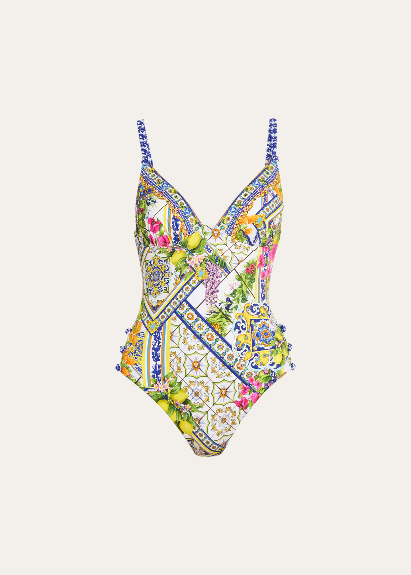 Camilla Underwire One Piece With Button Details Amalfi Amore In Multi