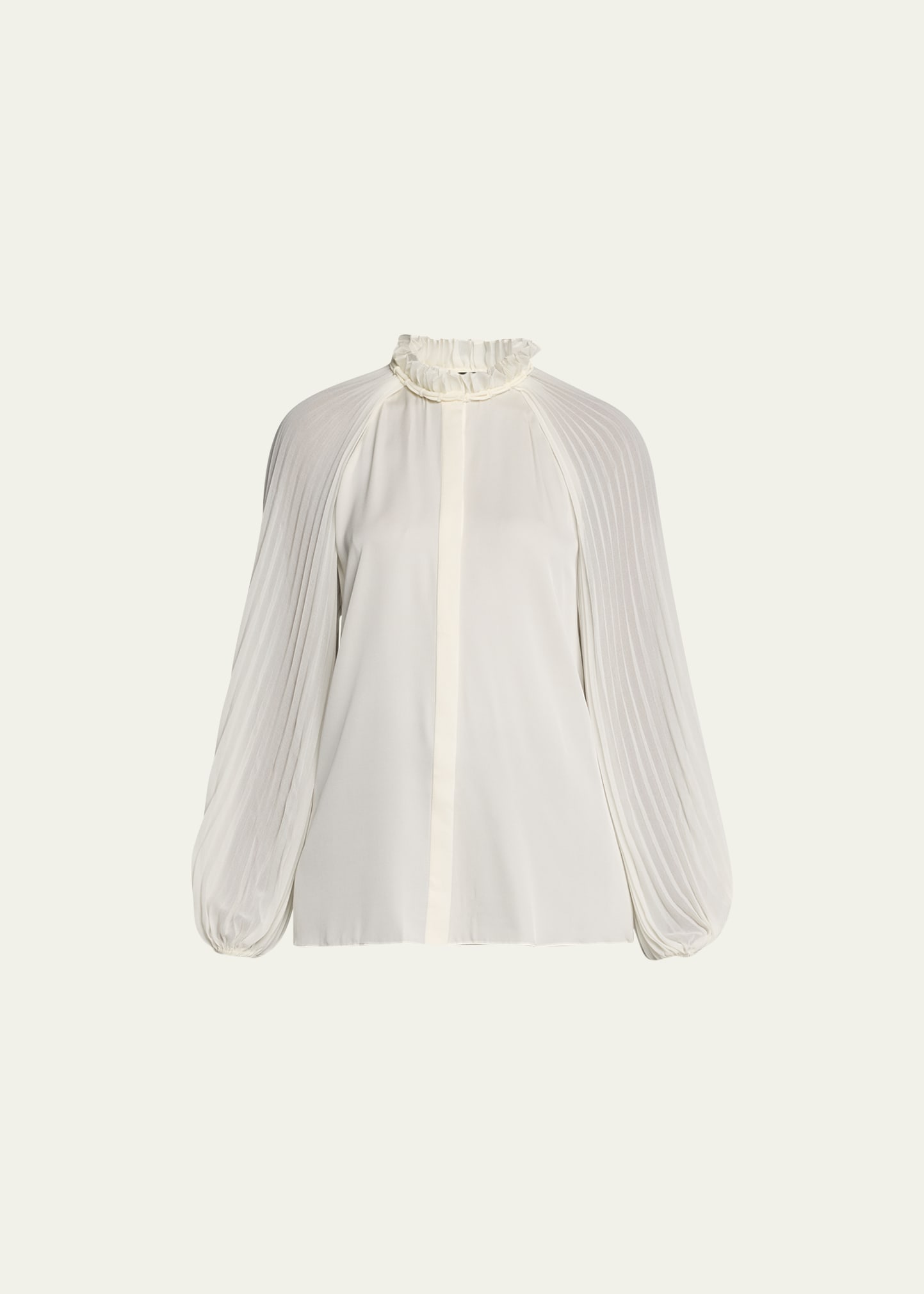 Kobi Halperin Kosme Silk Stretch Pleated Blouse In Ivory