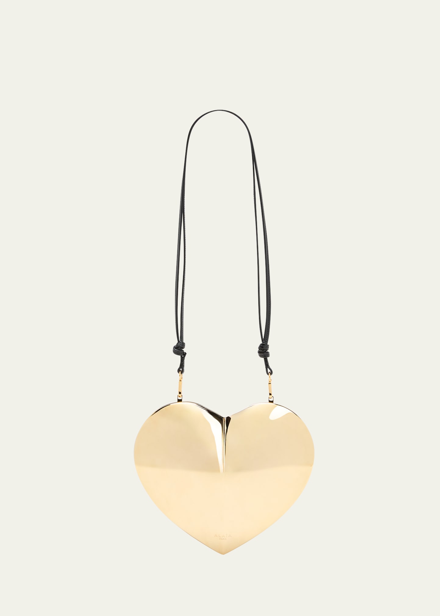 Shop Alaïa Le Coeur Metallic Clutch Bag In Gold