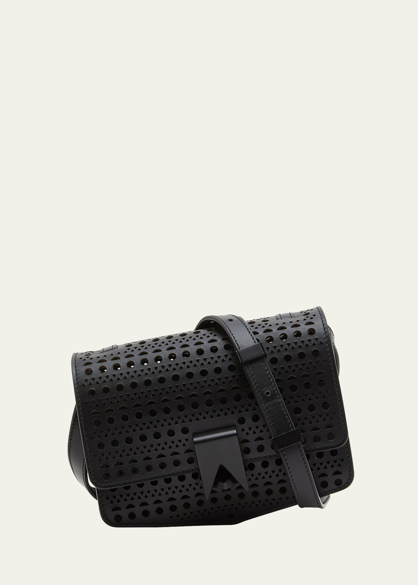 Le Papa Small Laser-Cut Leather Shoulder Bag