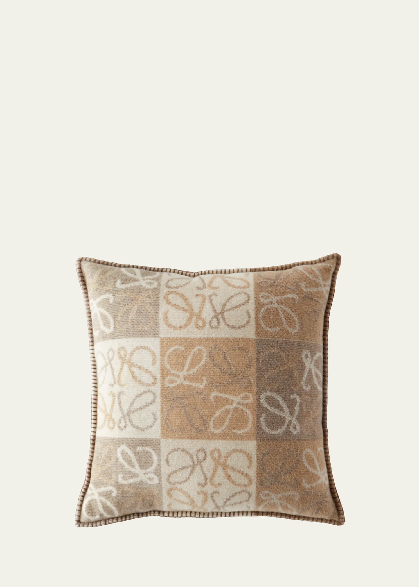 Loewe Anagram Cushion, 21" Square In White/beig
