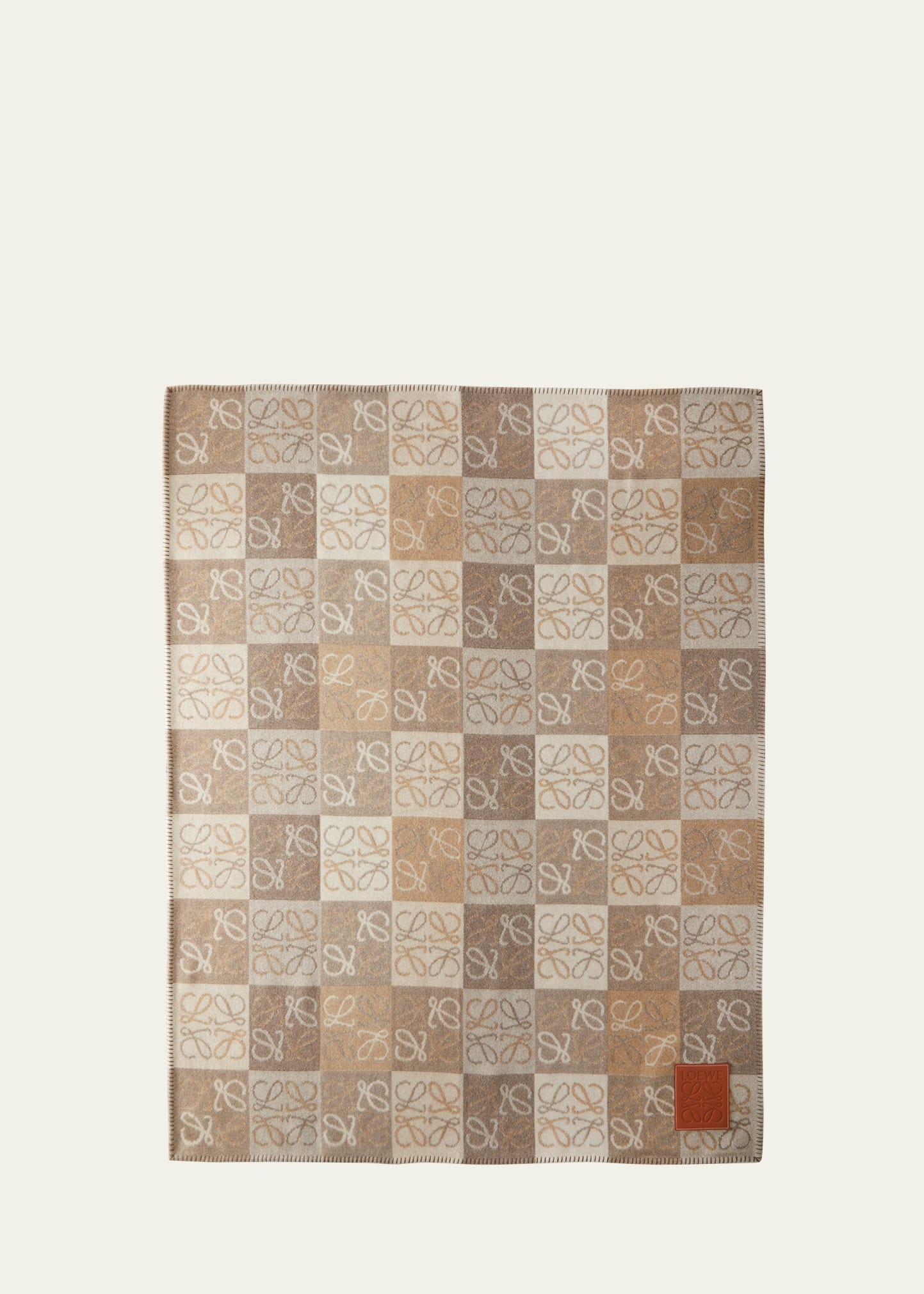 Loewe Anagram Blanket, 53" X 67" In White/beig