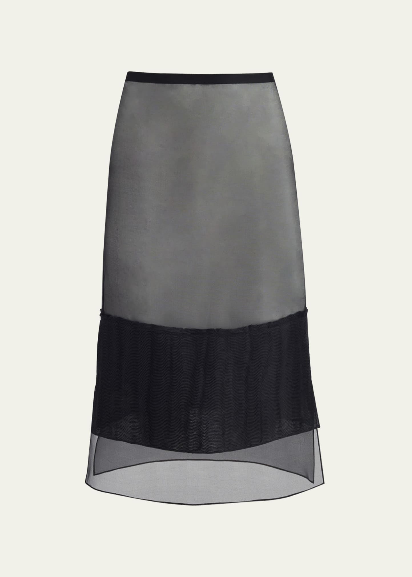 Alleta Sheer Paneled Midi Silk Skirt