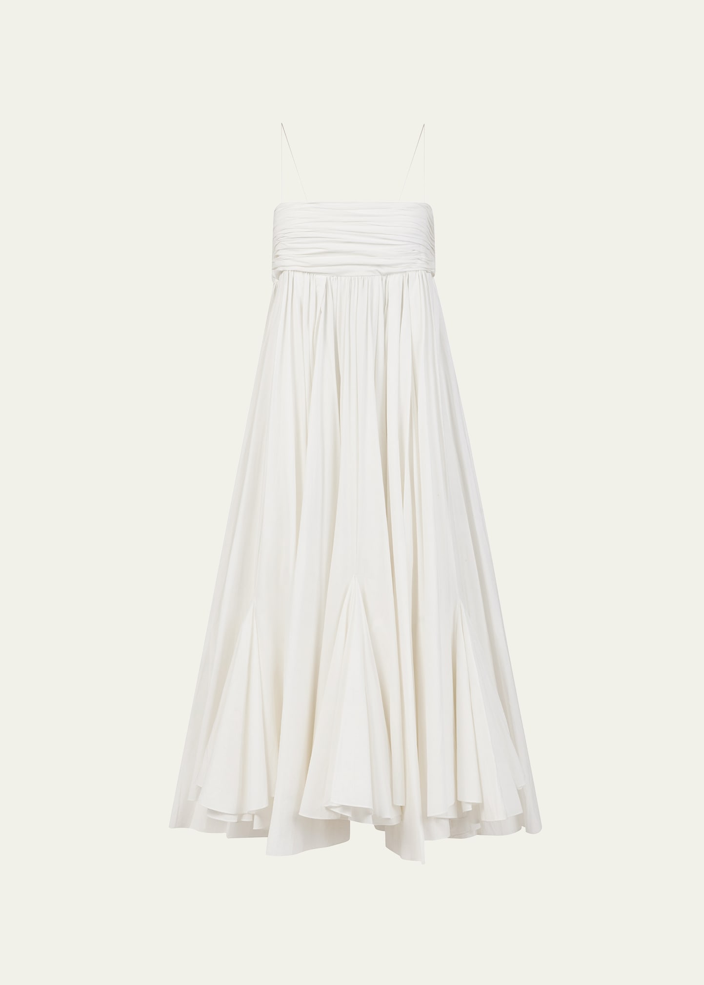 Khaite Lally Gathered Cotton-poplin Maxi Dress In White