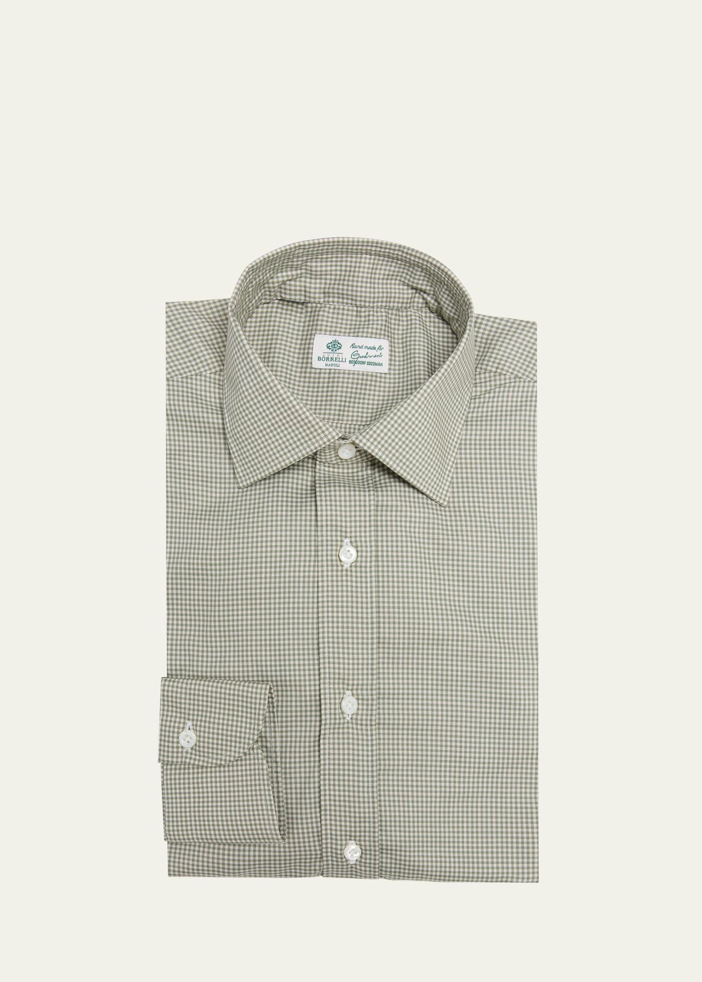 Borrelli Men's Cotton Micro-Check Dress Shirt