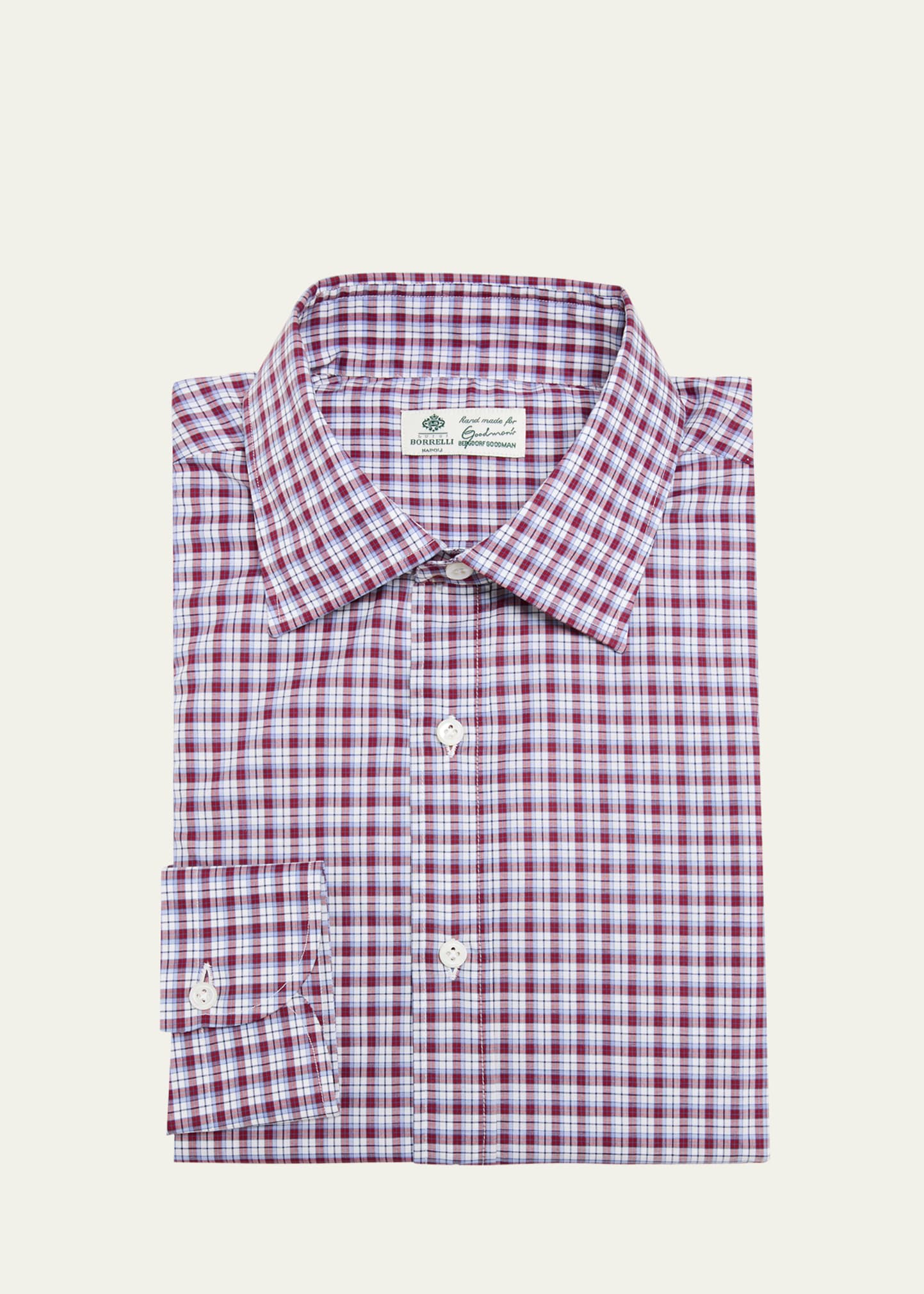 Borrelli Men's Cotton Micro-check Casual Button-down Shirt In 2-blue Burg Wht