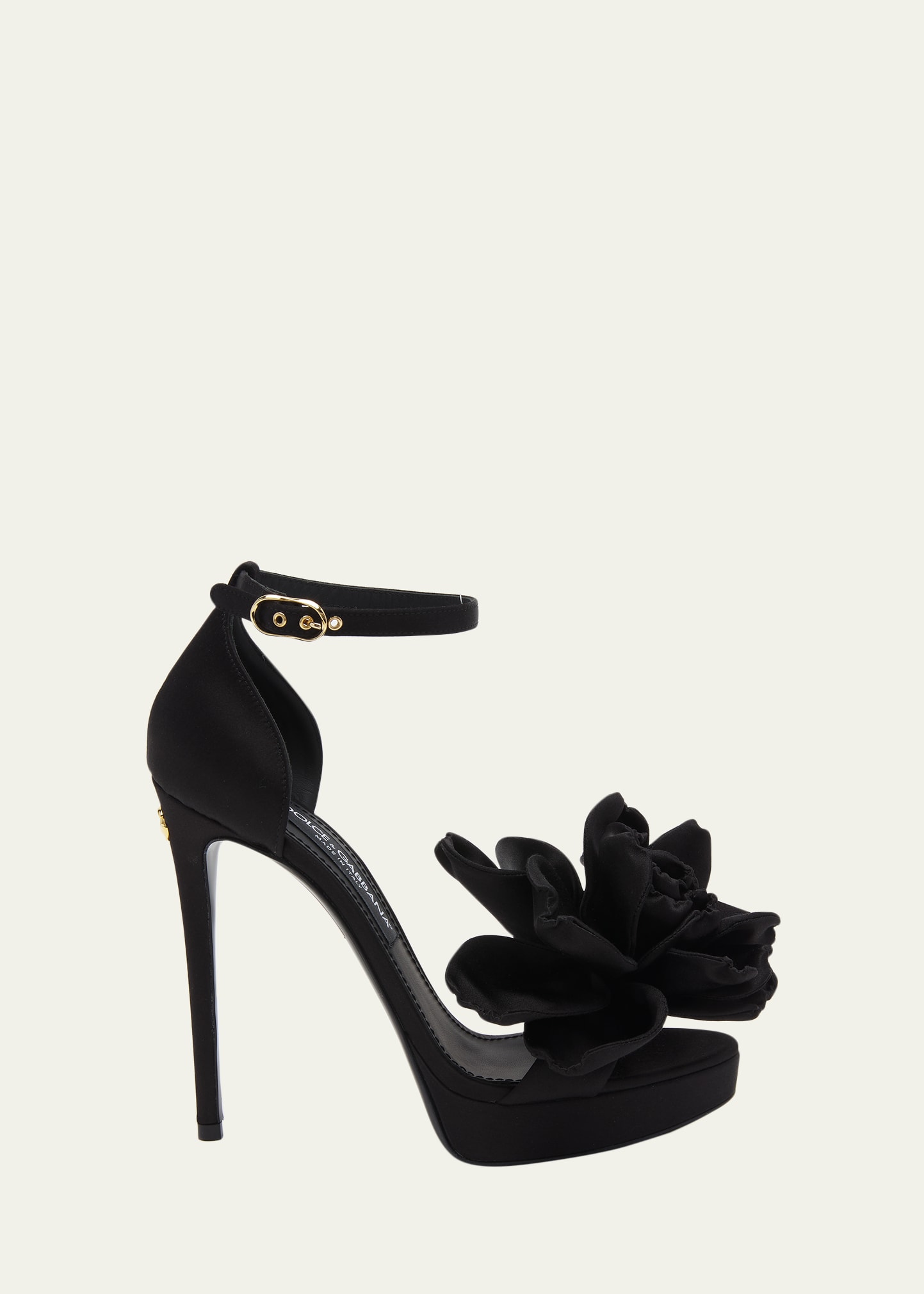 Dolce & Gabbana Keira 105 Satin Bow Sandals In Patent Leather In Black