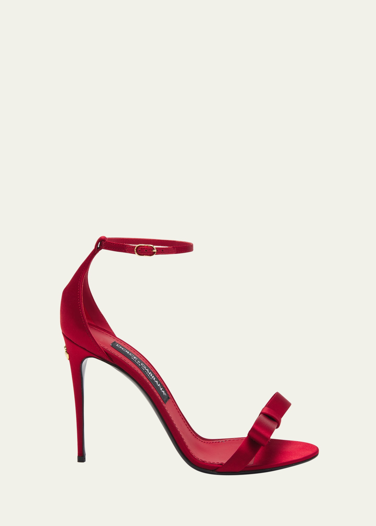 Dolce & Gabbana Satin Bow Stiletto Heels In Dark Red