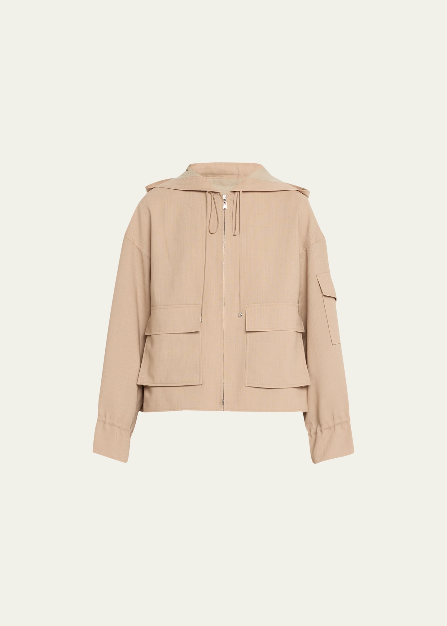 Adeam Park Short Hooded Drawstring Jacket In Sand | ModeSens