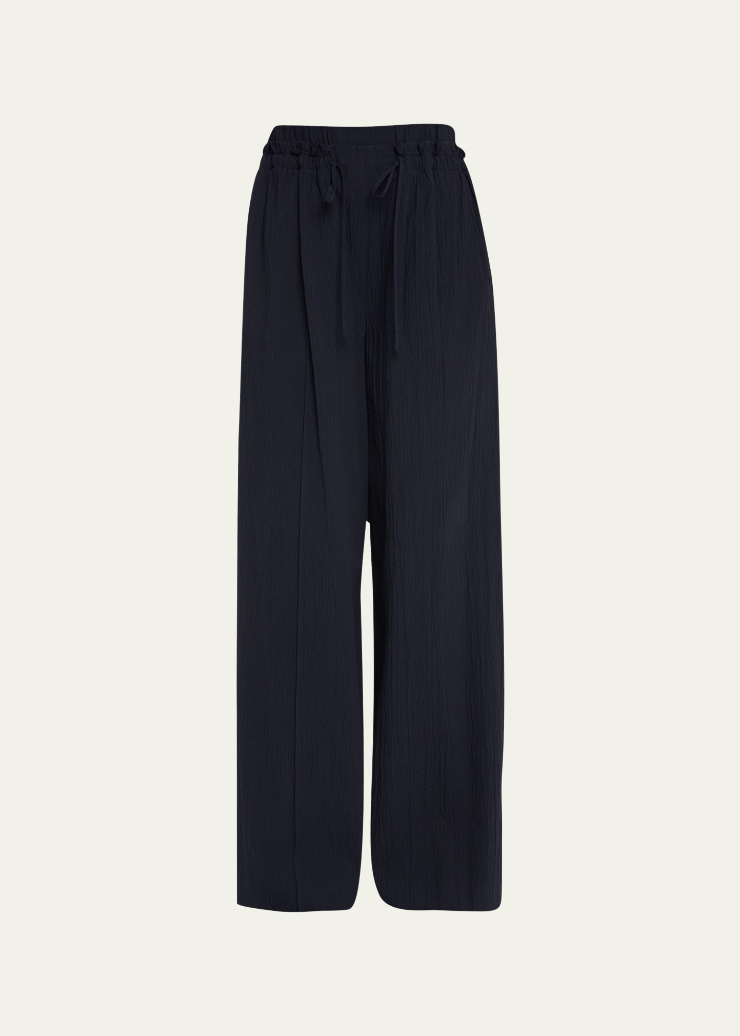 Wimbledon Seersucker Wide-Leg Pants