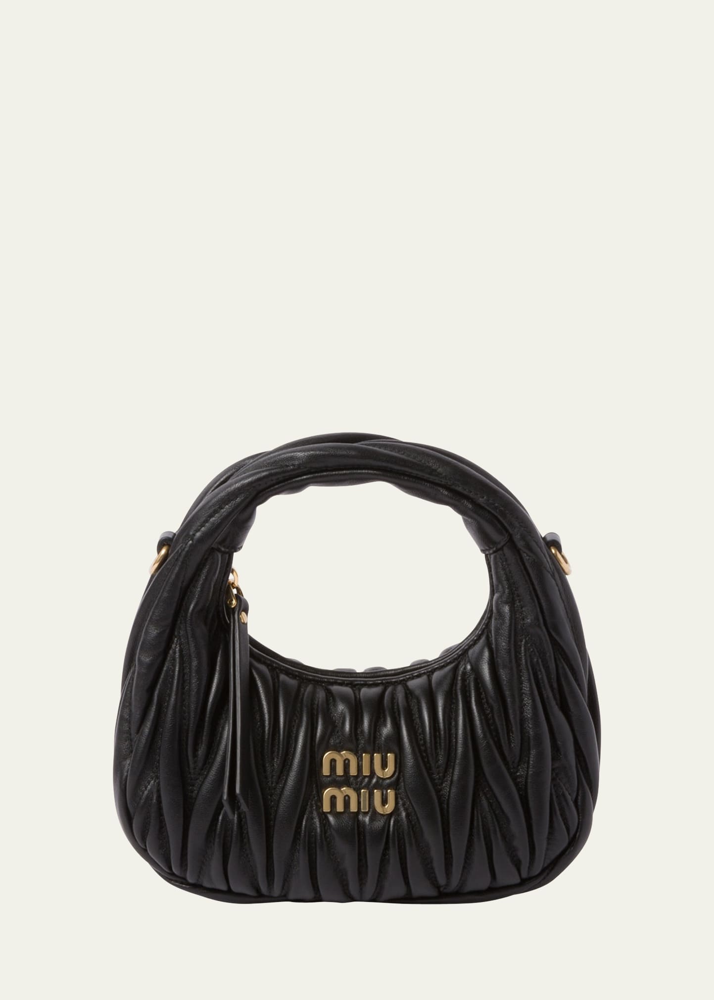 Miu Miu Quilted Leather Top-handle Bg In Black