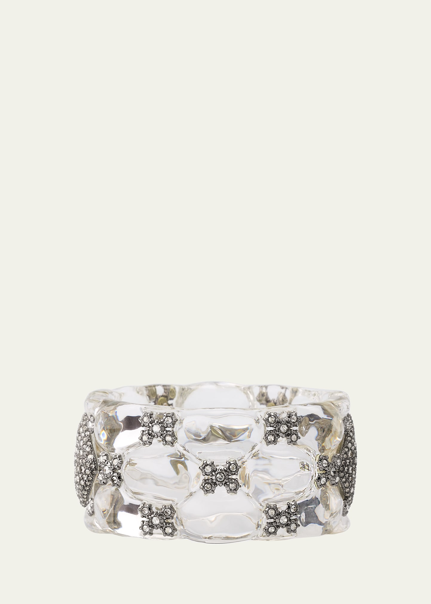 ALEXIS BITTAR PUNK ROYALE QUILTED LUCITE CRYSTAL BRACELET