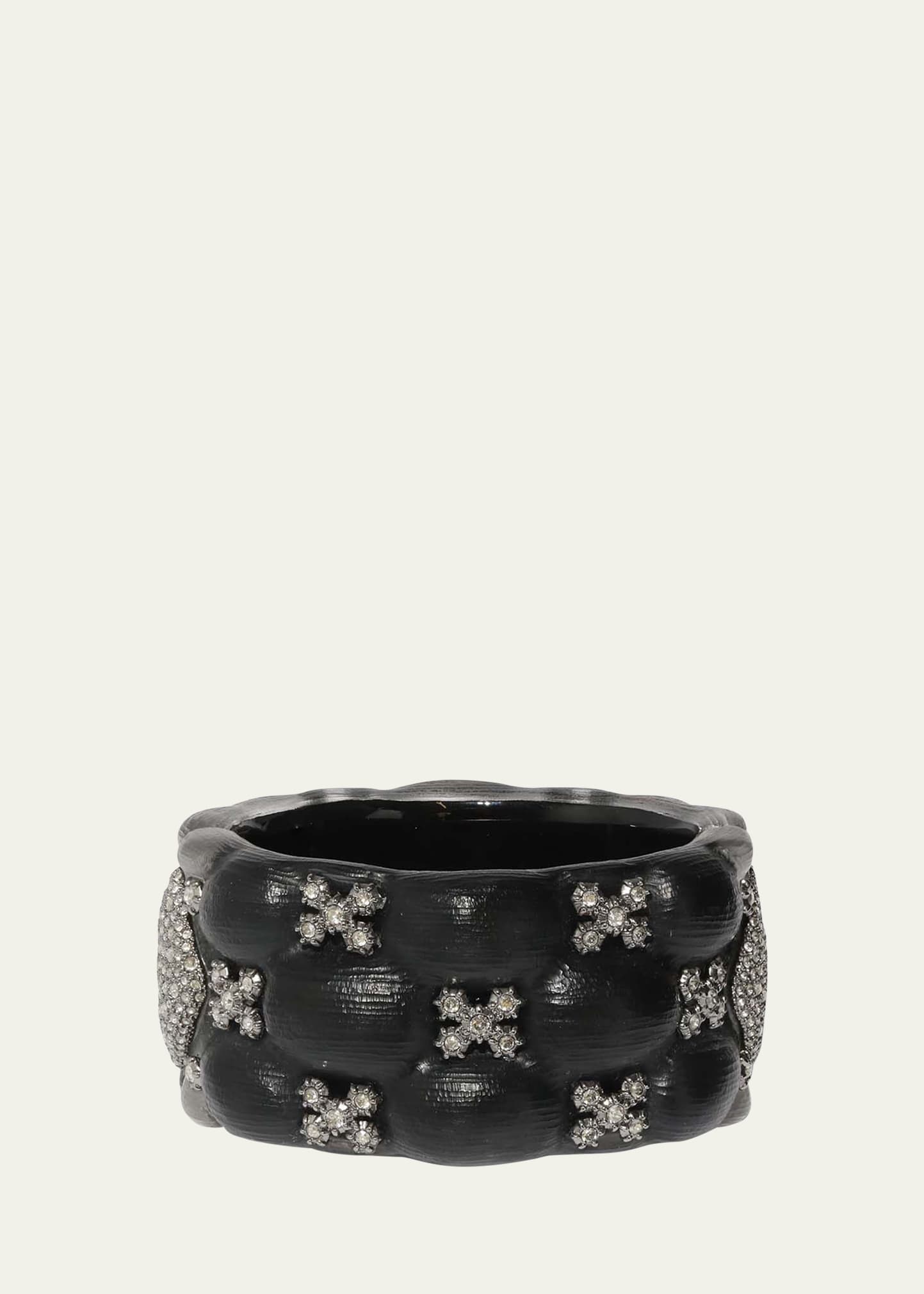 Alexis Bittar Punk Royale Quilted Lucite Crystal Bracelet In Black