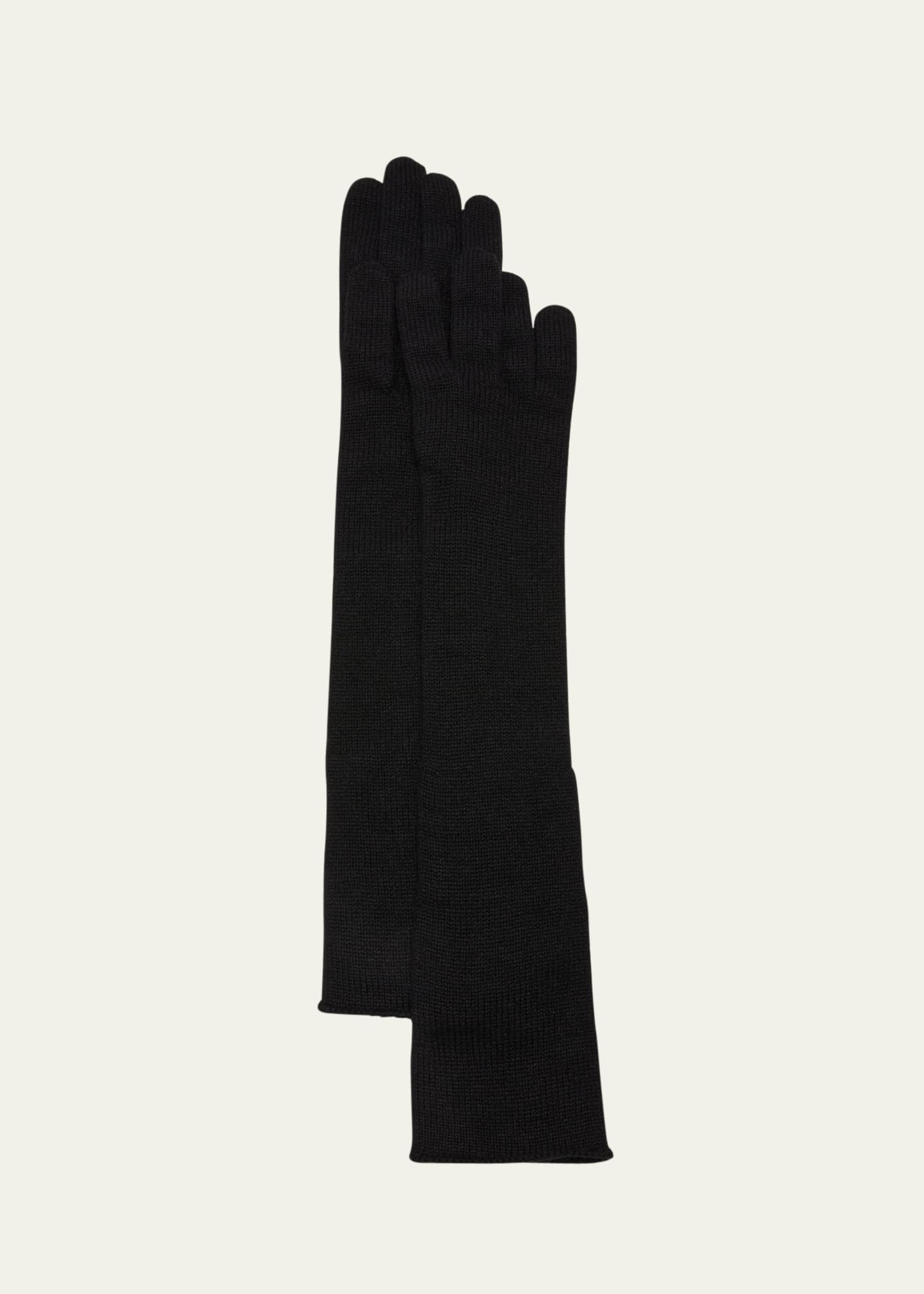Saint Laurent Long Knit Gloves In 1000 Black