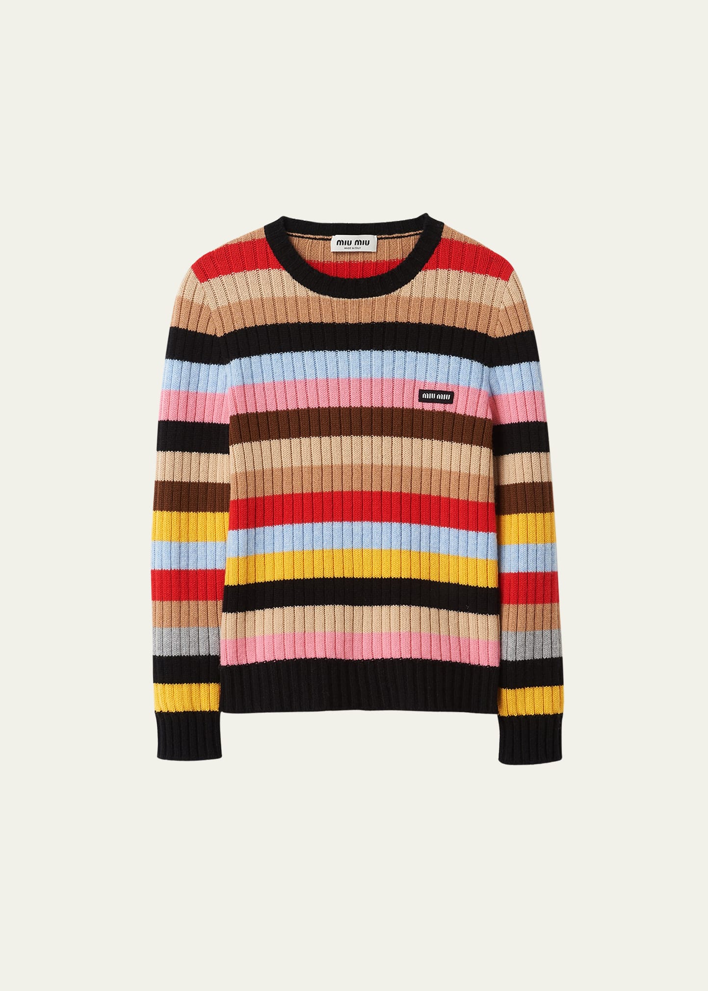 Shop Miu Miu Stripe Cashmere Sweater In F0055 Multicolor