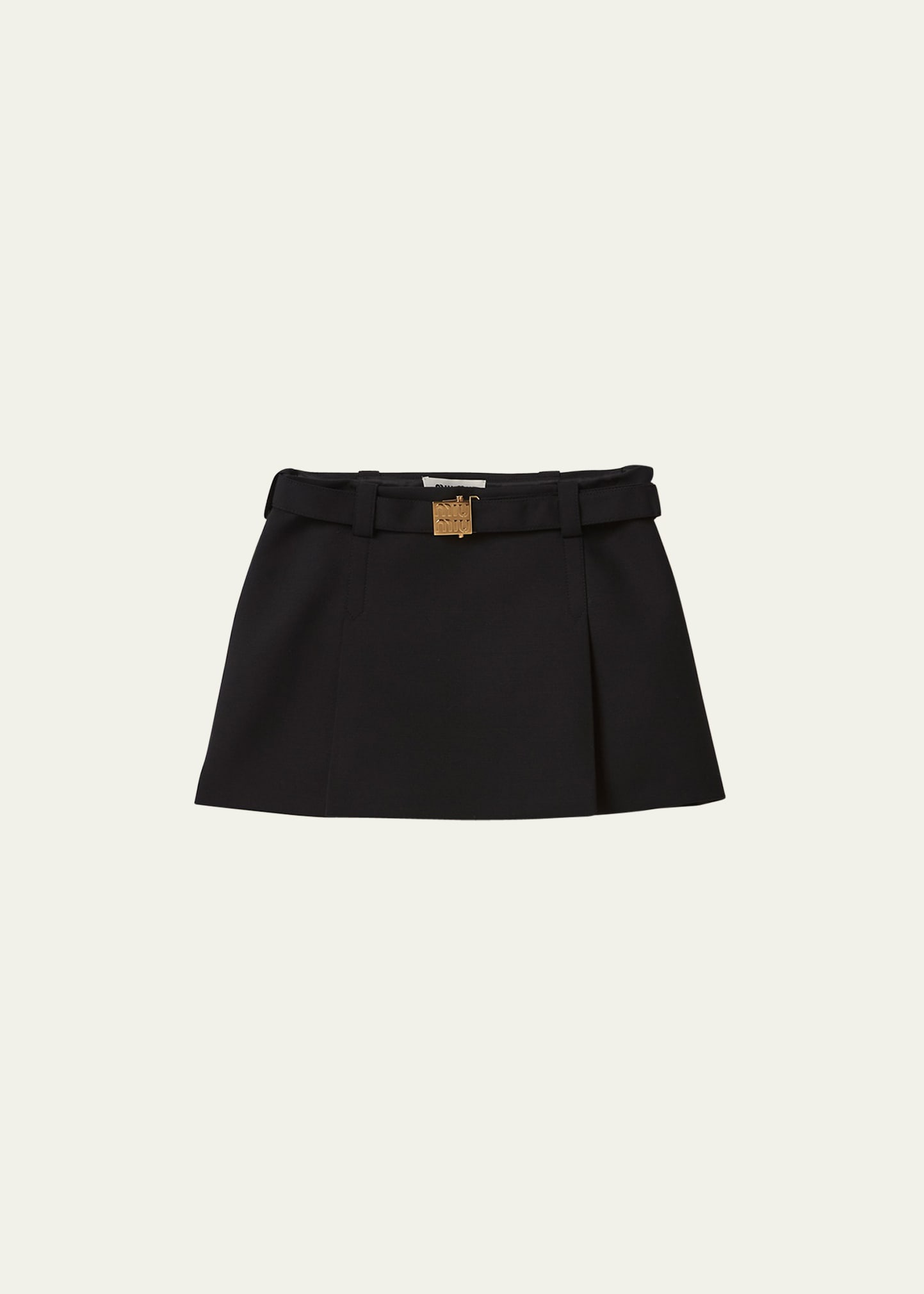 Miu Miu Grain De Poudre Mini Skirt With 3-d Belt In F0002 Nero