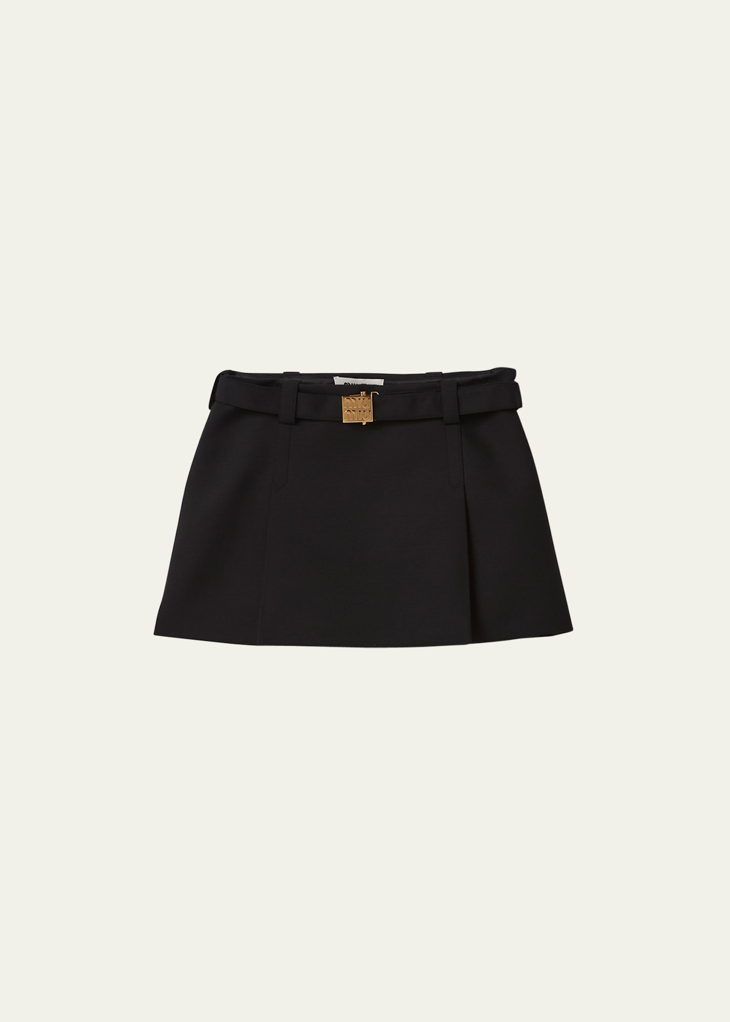 MIU MIU GRAIN DE POUDRE MINI SKIRT WITH 3-D BELT