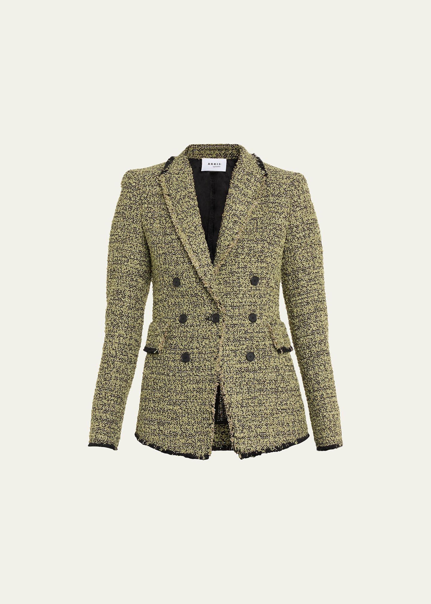 Double-Breasted Illusion Tweed Blazer Jacket
