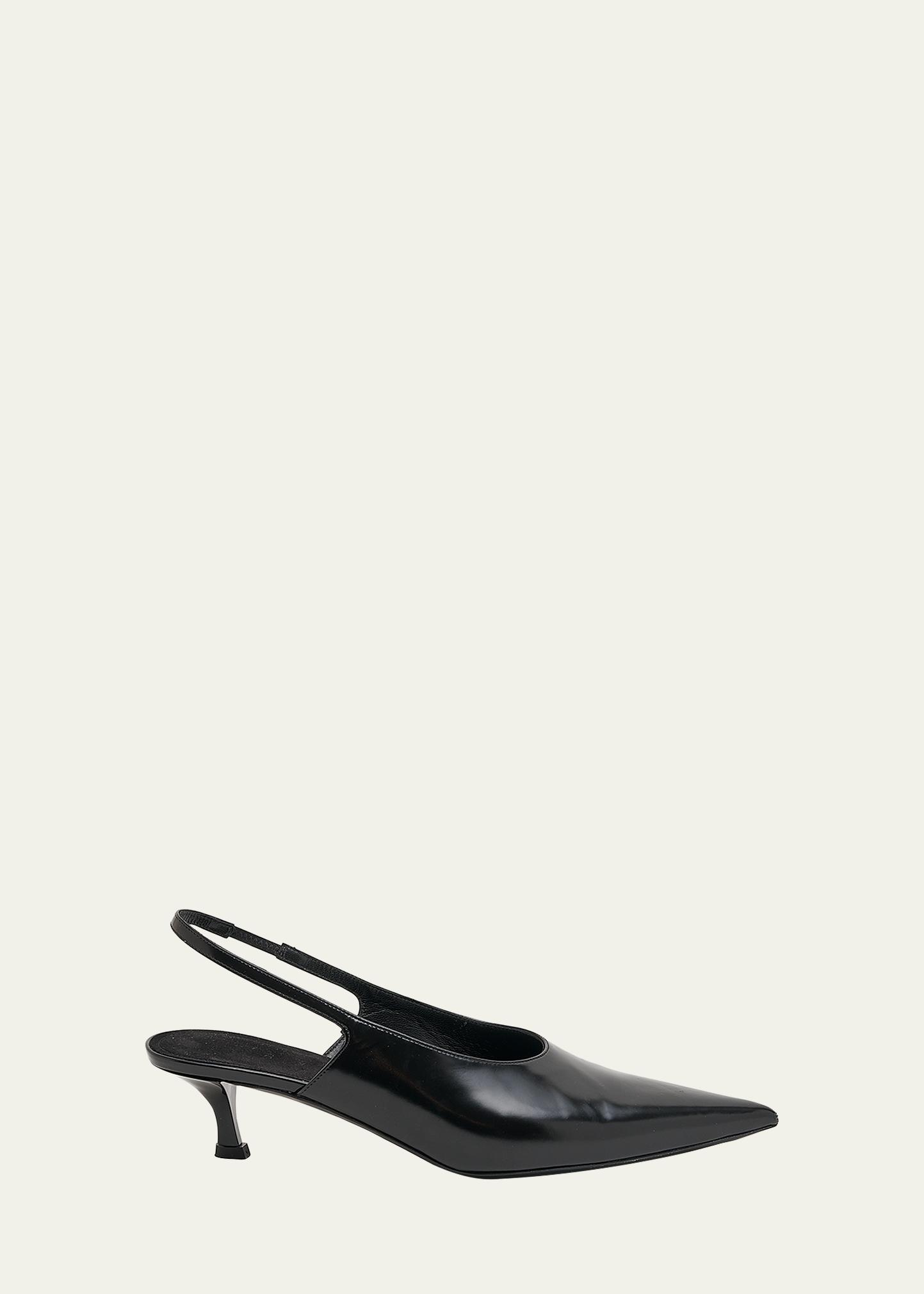 Givenchy Show Kitten-heel Slingback Leather Pumps In Black