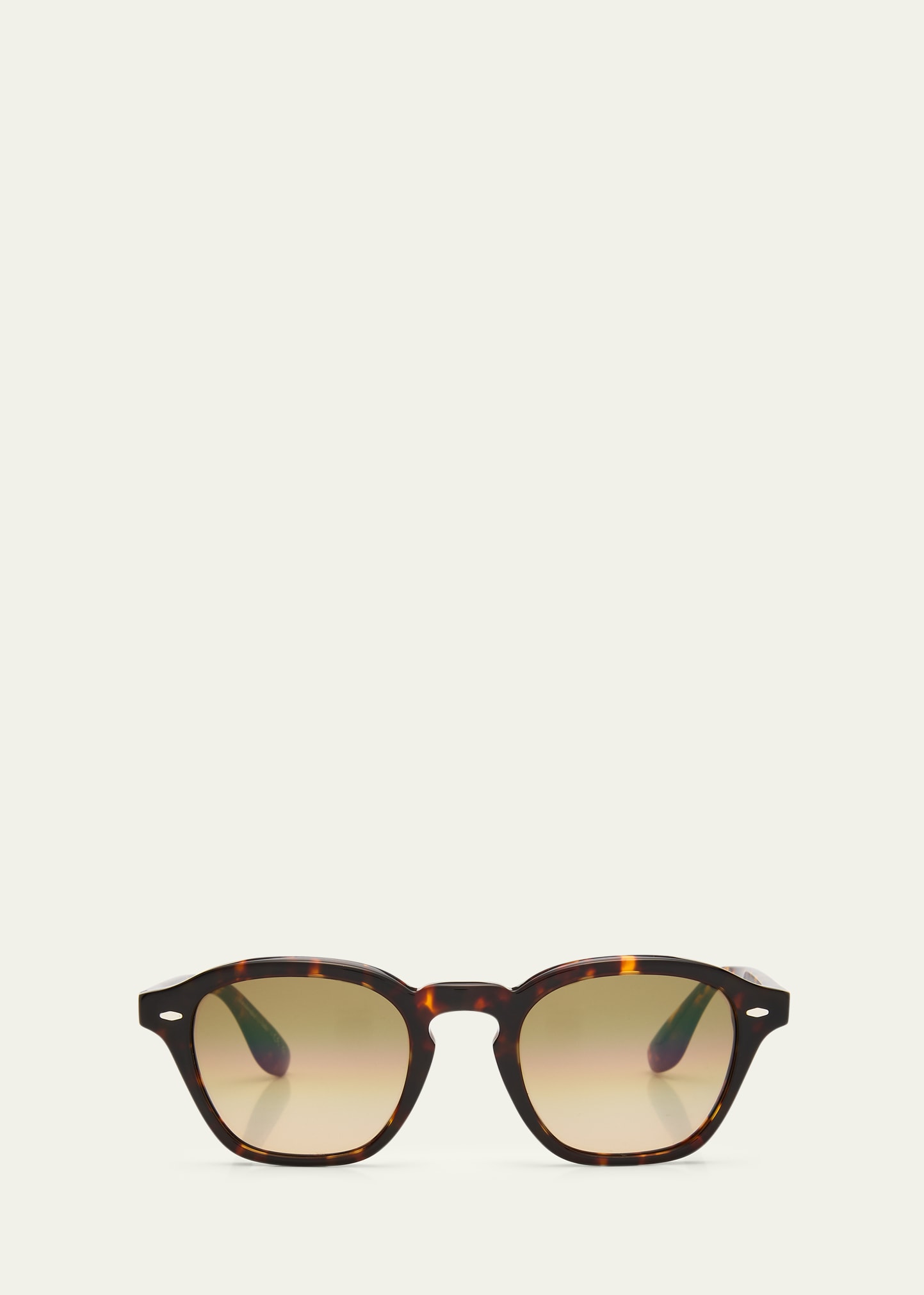 Brunello Cucinelli Polarized Keyhole Acetate Square Sunglasses In Olive