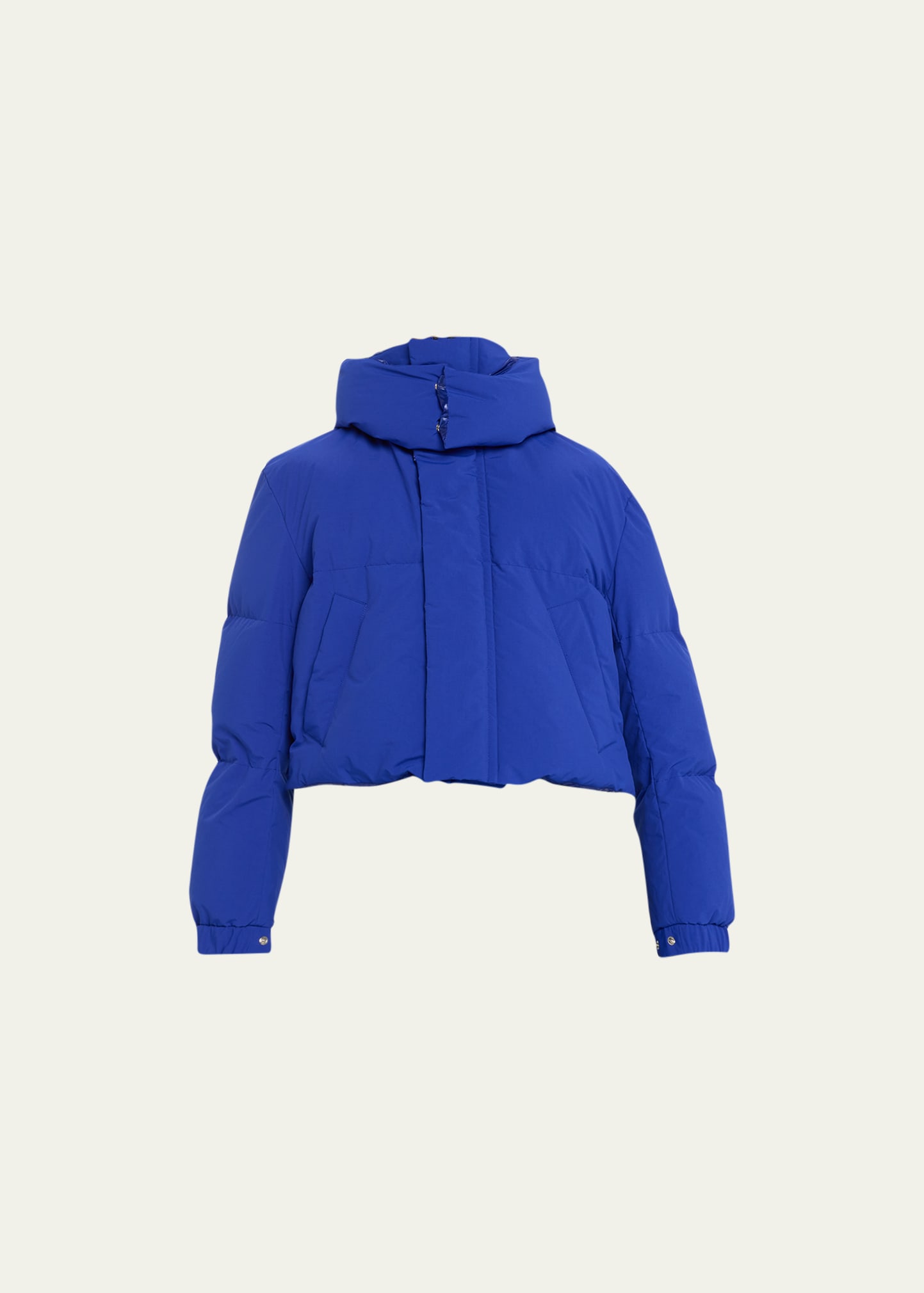 Sacai Cropped Hooded Padded Jacket In Blue