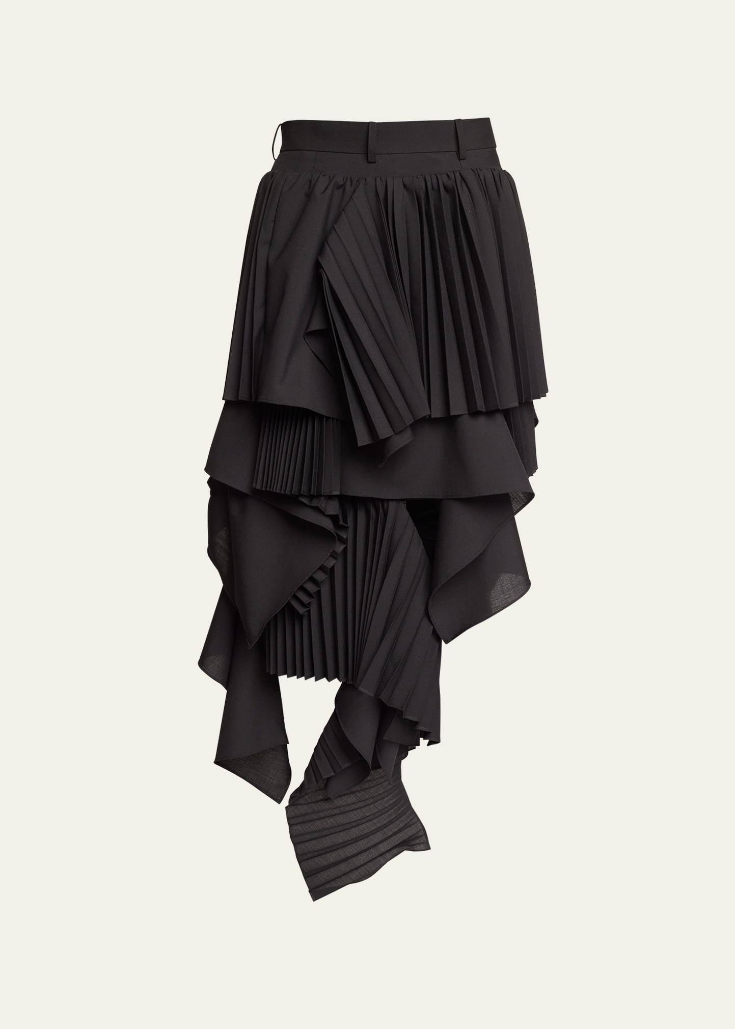 Ruffled Asymmetric Suiting Skirt