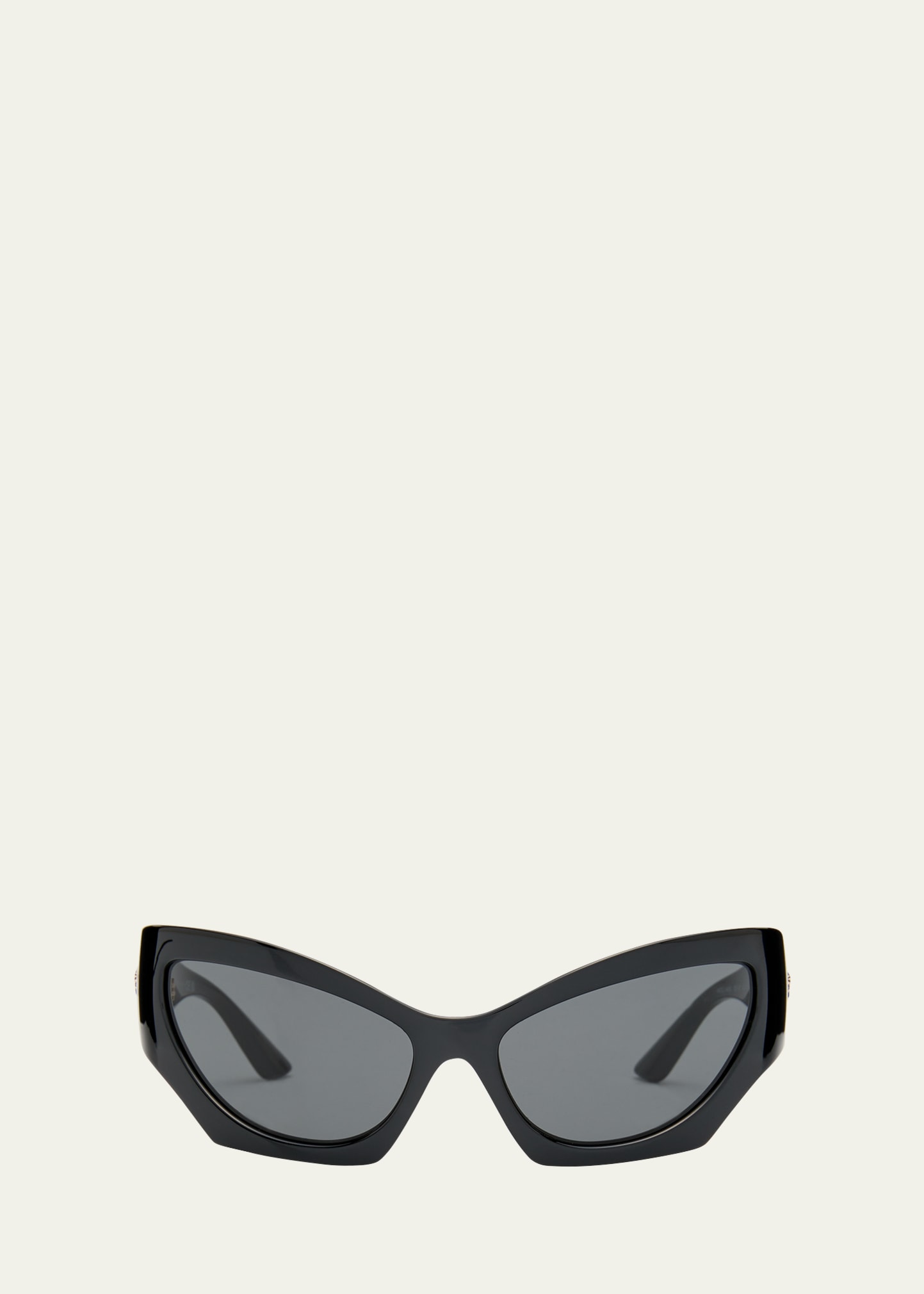 Versace Oval Acetate Sunglasses In Black