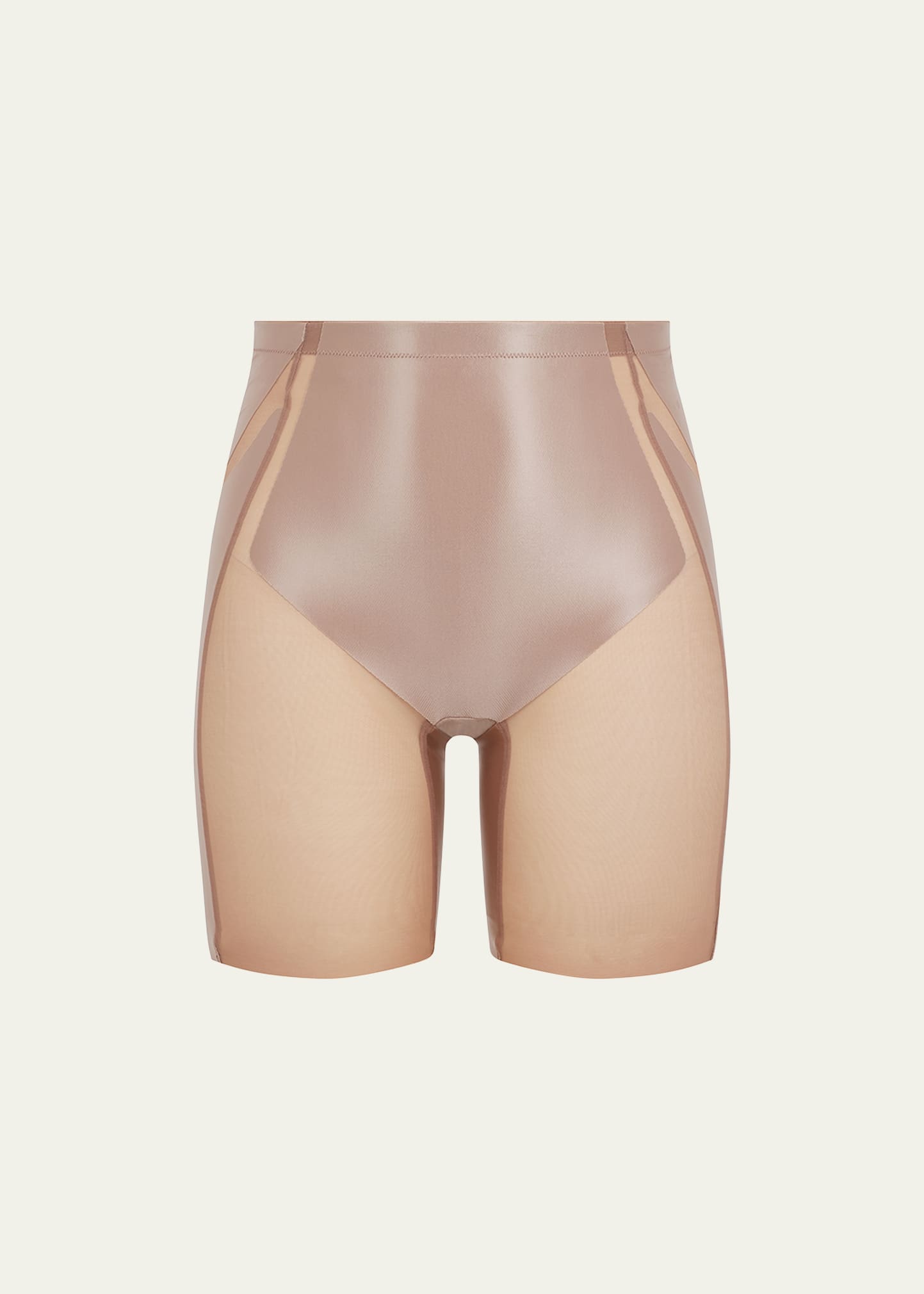 Shop Spanx High-rise Lifting Mid-thigh Shorts In Cafe Au Lait