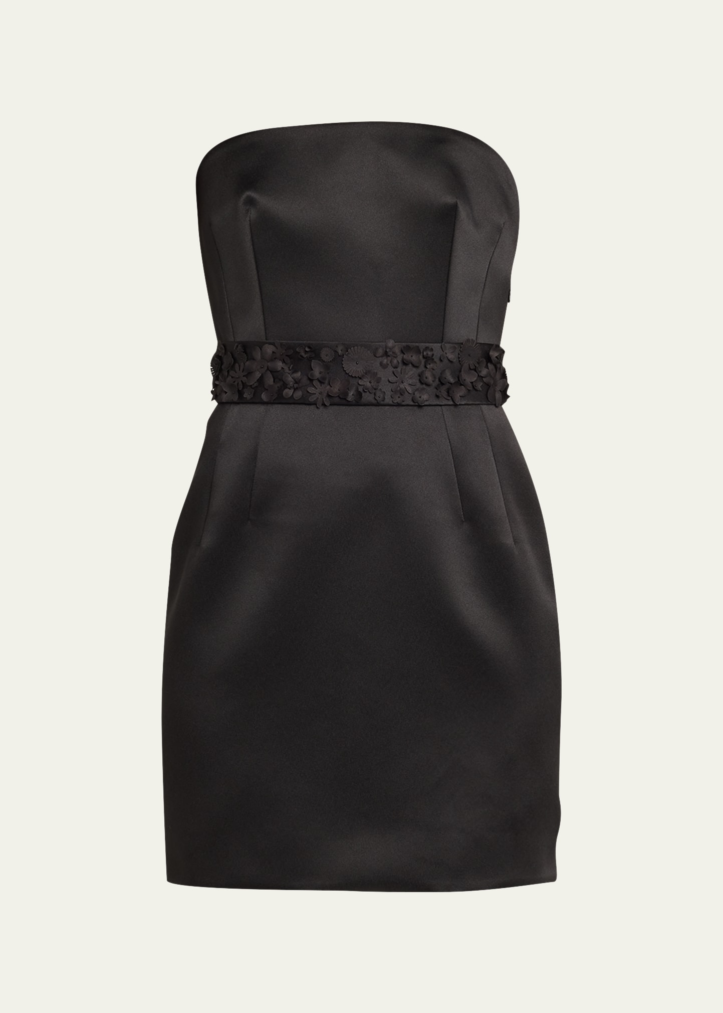 Givenchy Strapless Flower Belt Mini Dress In Black